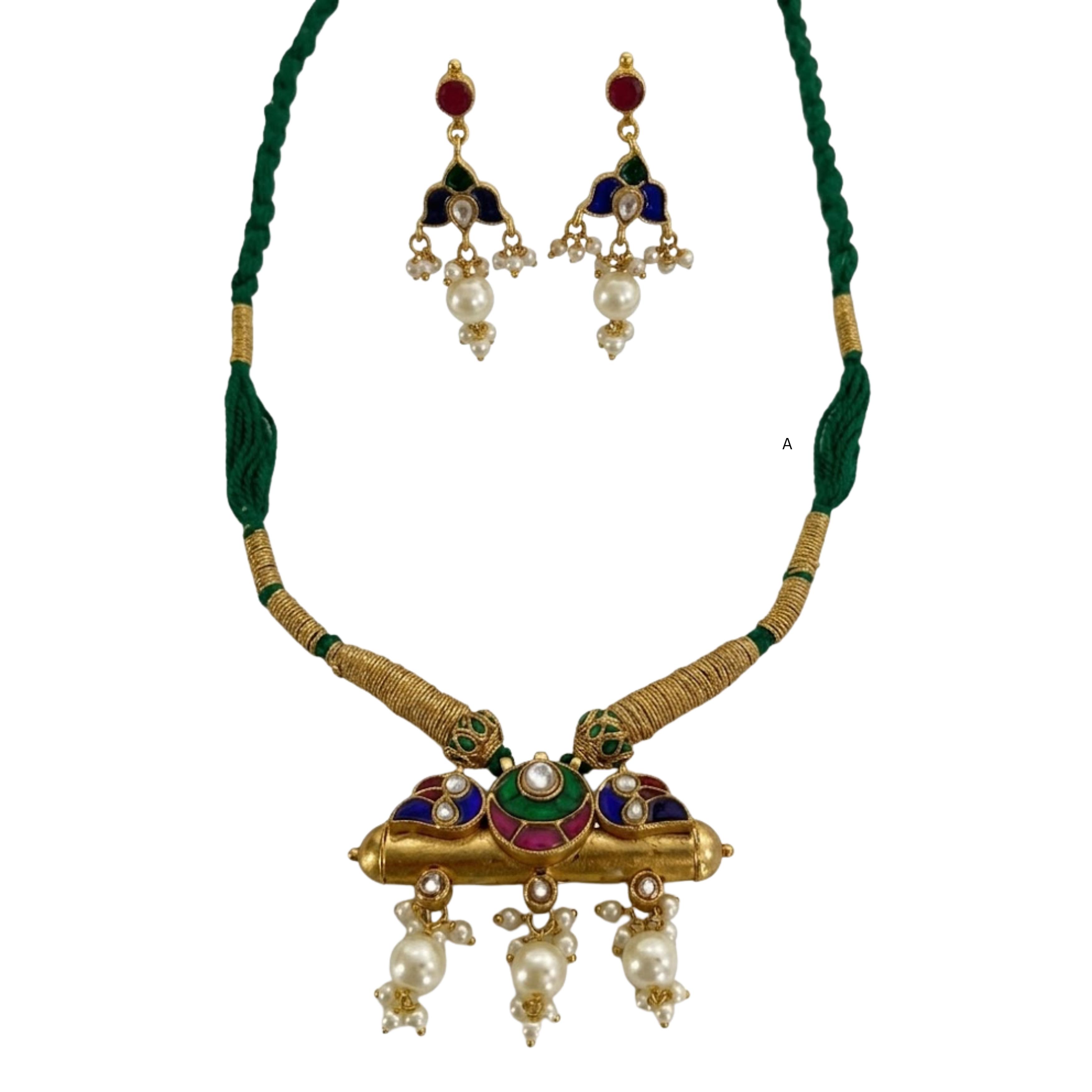 9rock Kundan Lotus Necklace And Earring Set - kundan Jewellery