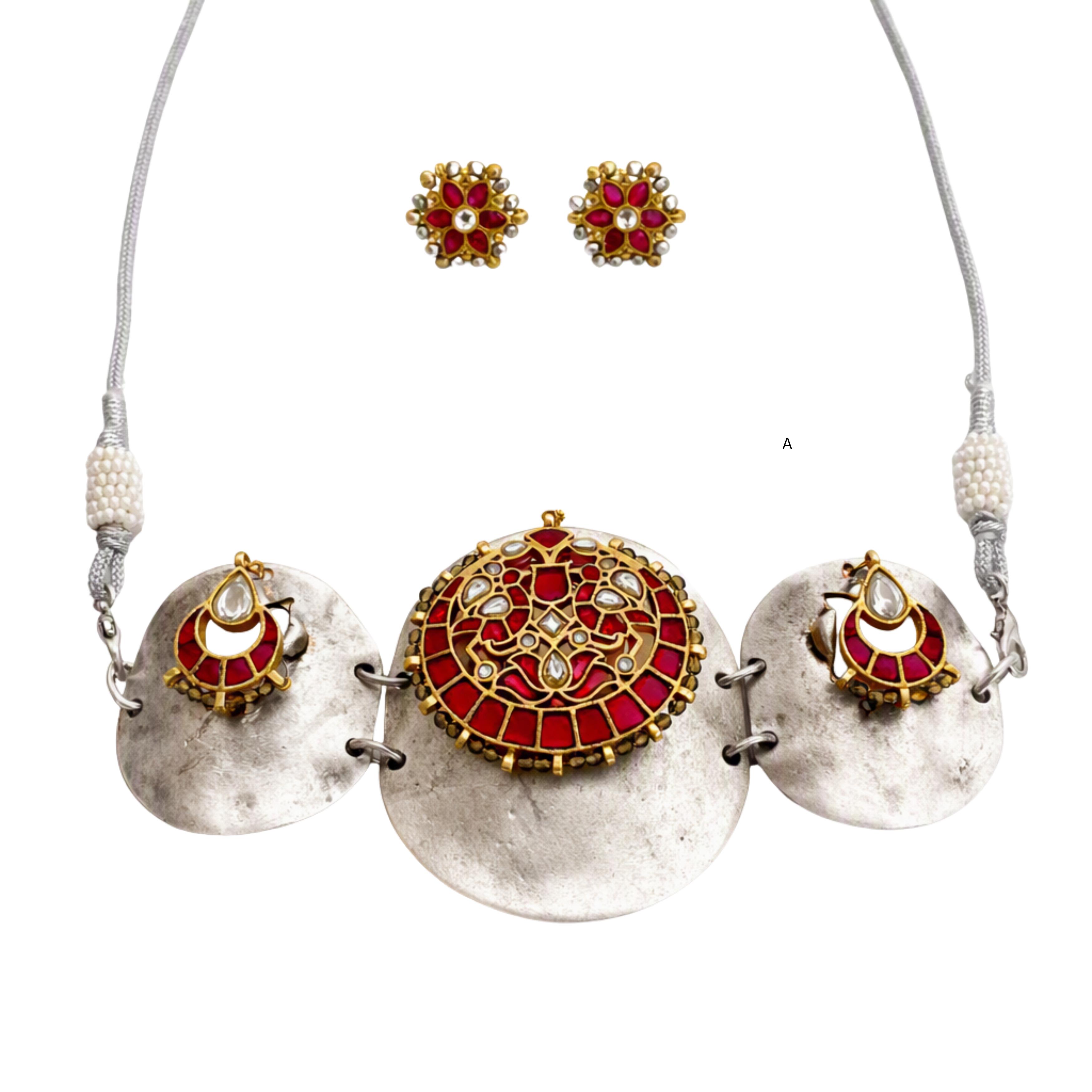 Fusion Ruby Crescent Necklace and Earring Set — 9rock