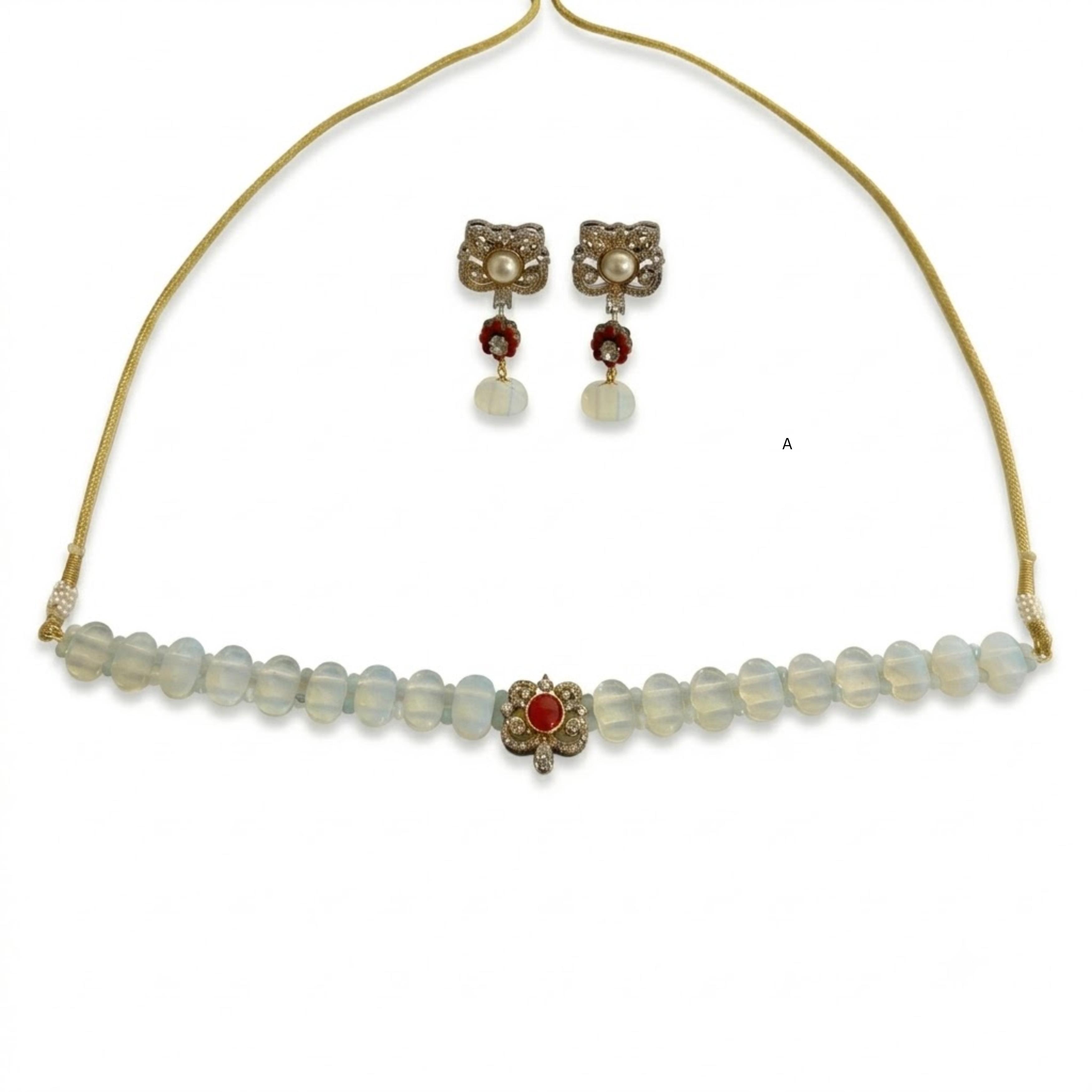 9rock Opalescent Bloom Kundan Necklace and Earring Set - kundan Jewellery