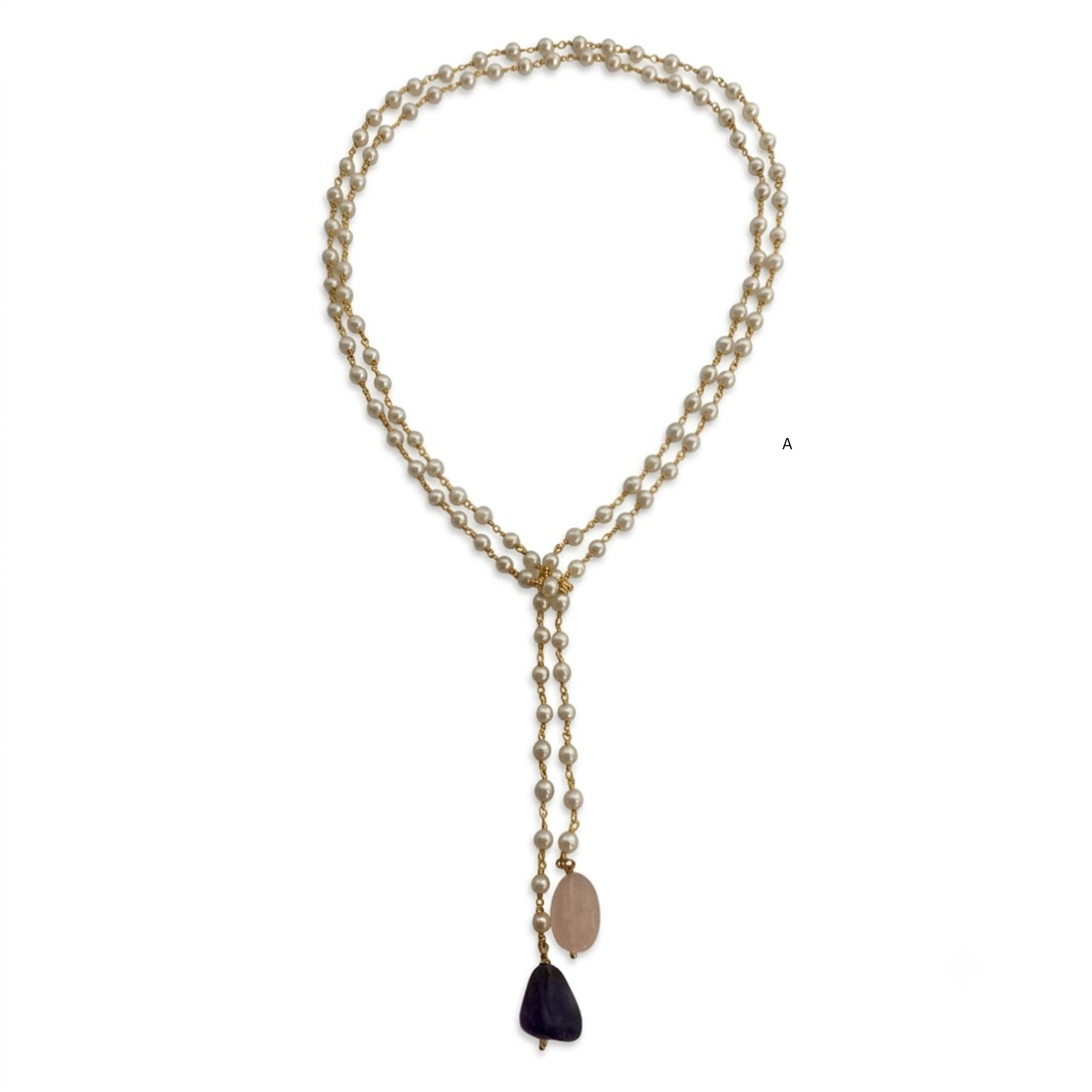 The Lariat Gemstone Long Necklace  — 9rock