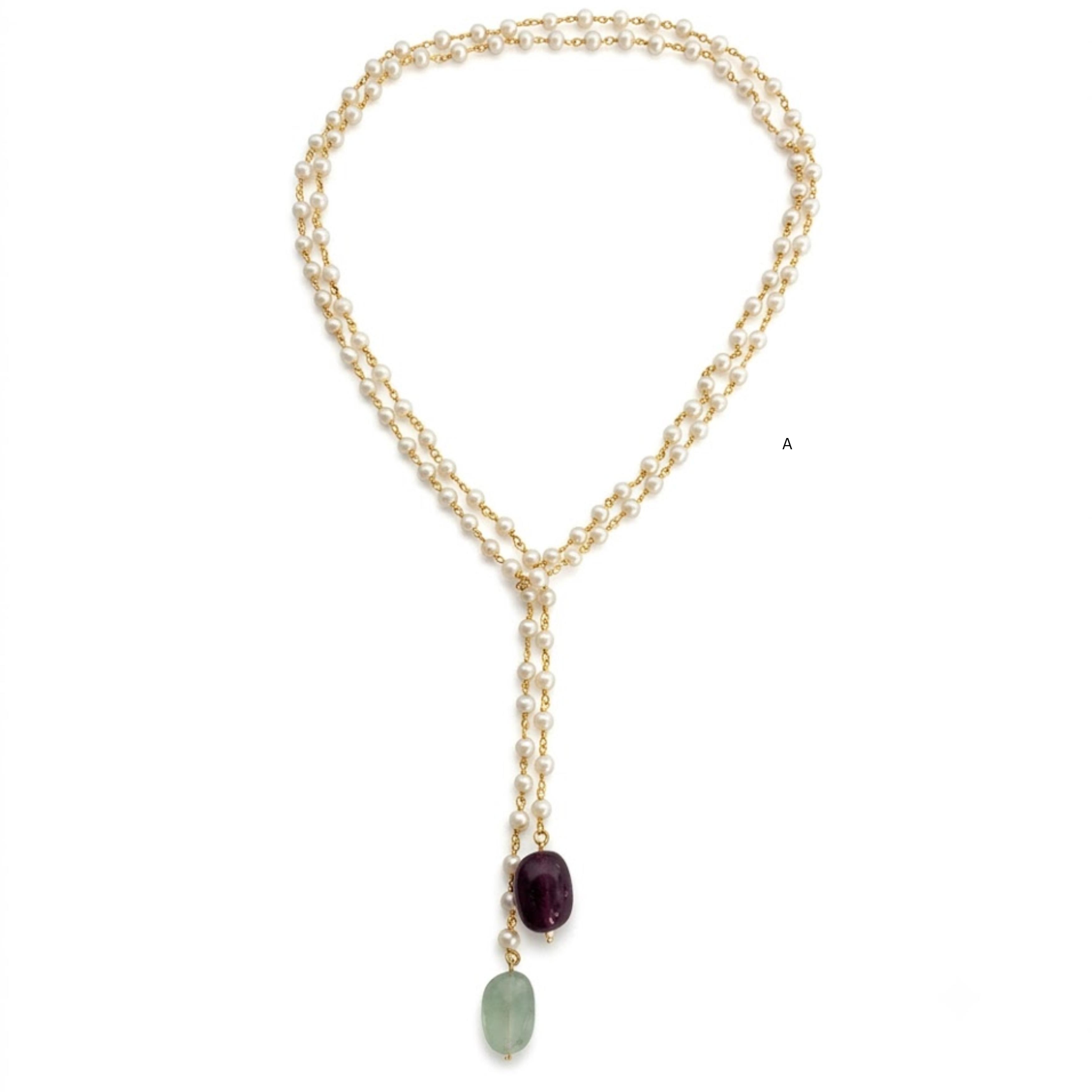 The Regal Pearl and Gemstone Lariat Necklace — 9rock