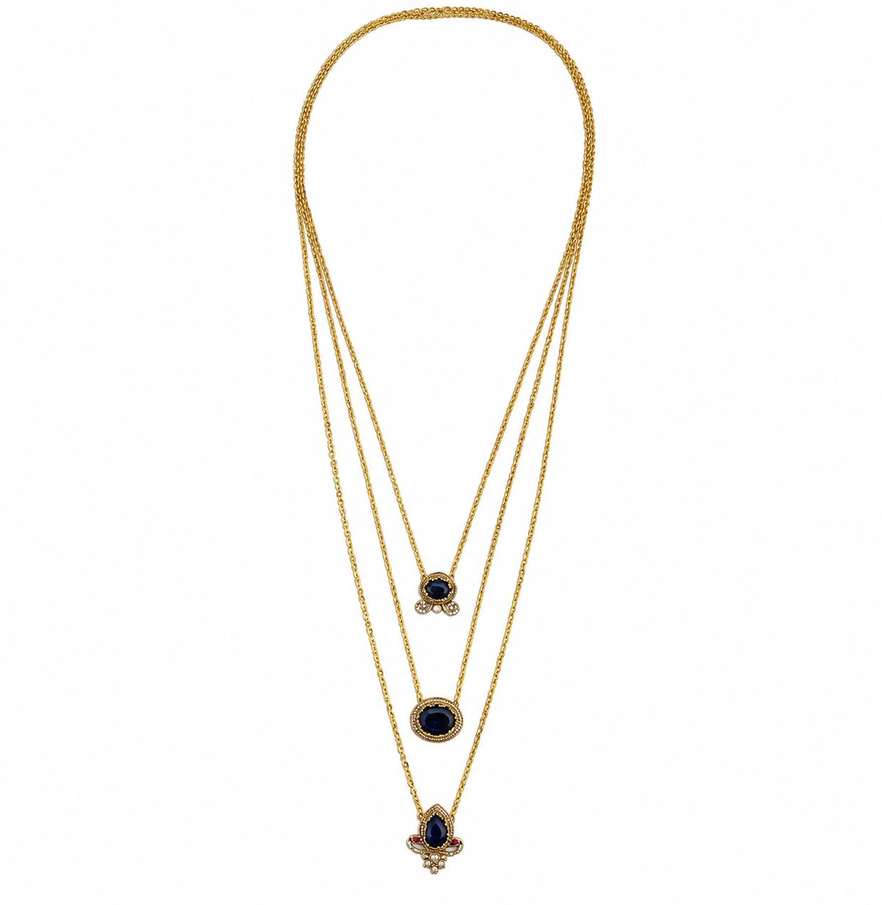 The Triple Cascade Gem Long Necklace — 9rock