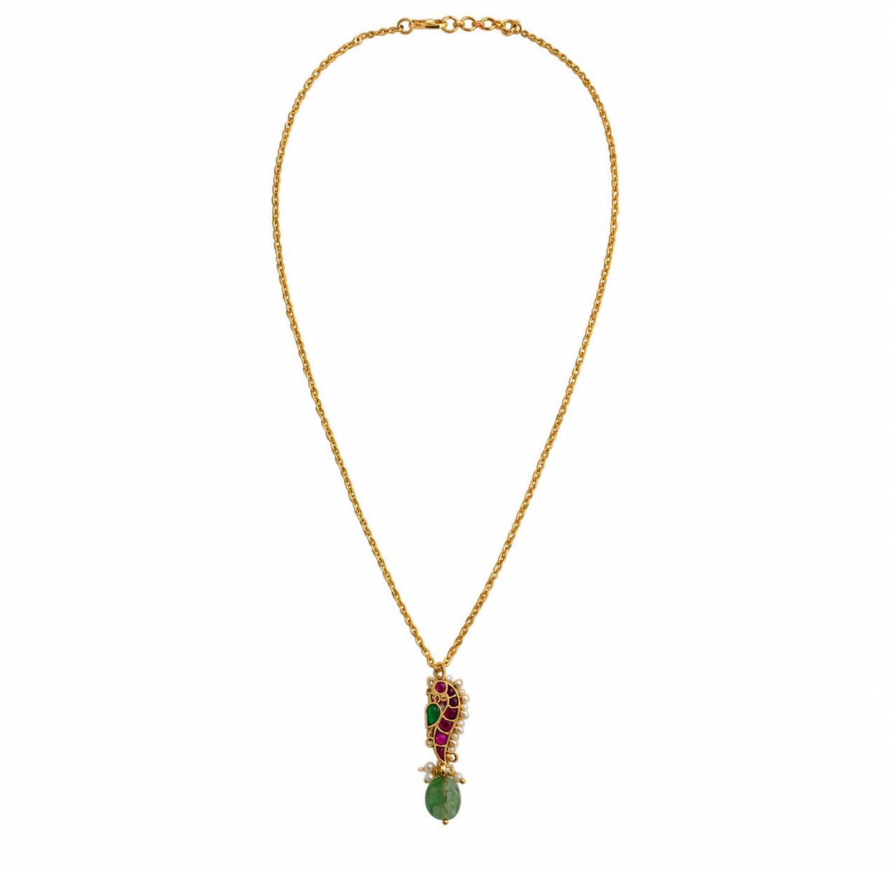 9rock The Emerald Bloom Kundan Long Necklace - kundan Jewellery