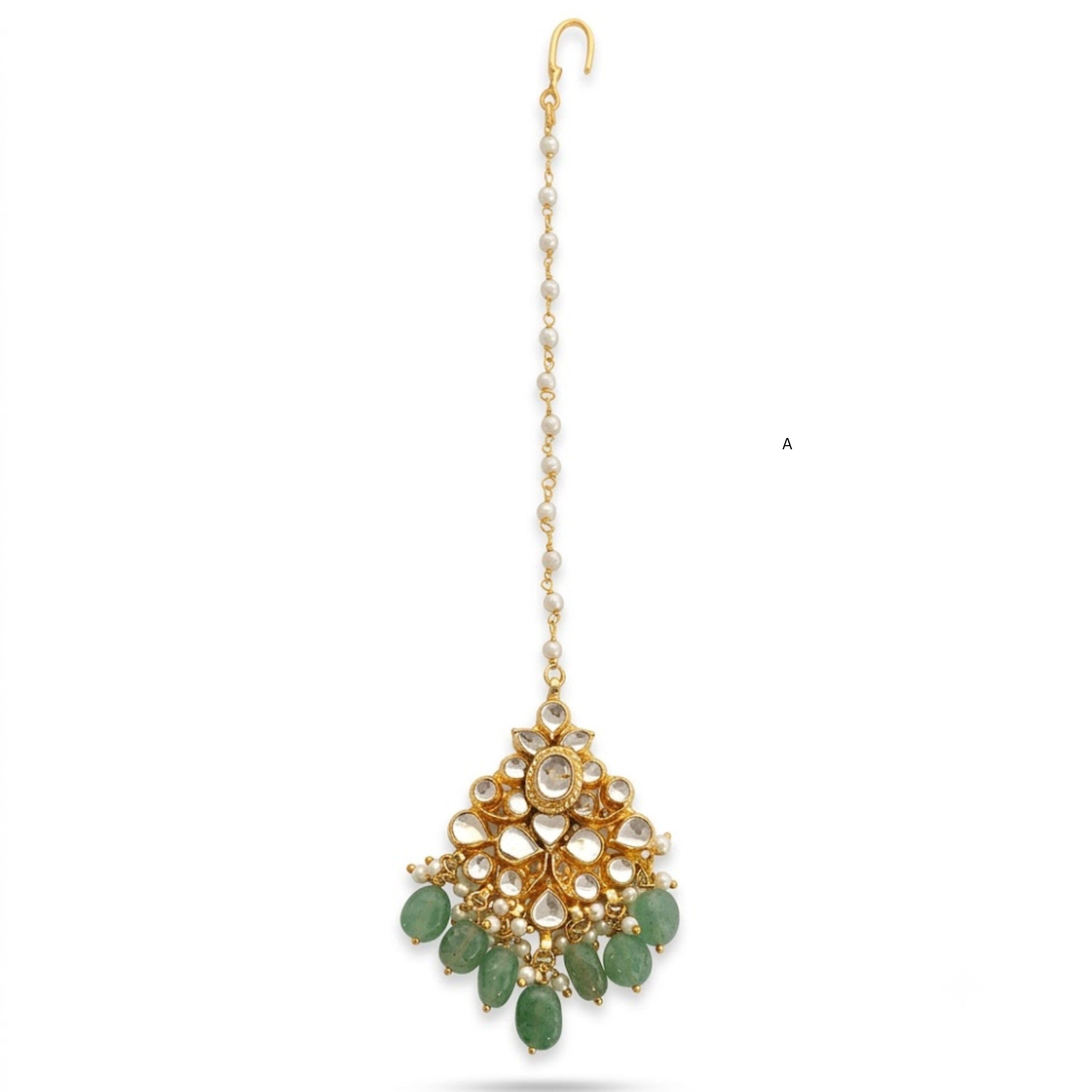 9rock The Emerald Kundan Tika - kundan Jewellery
