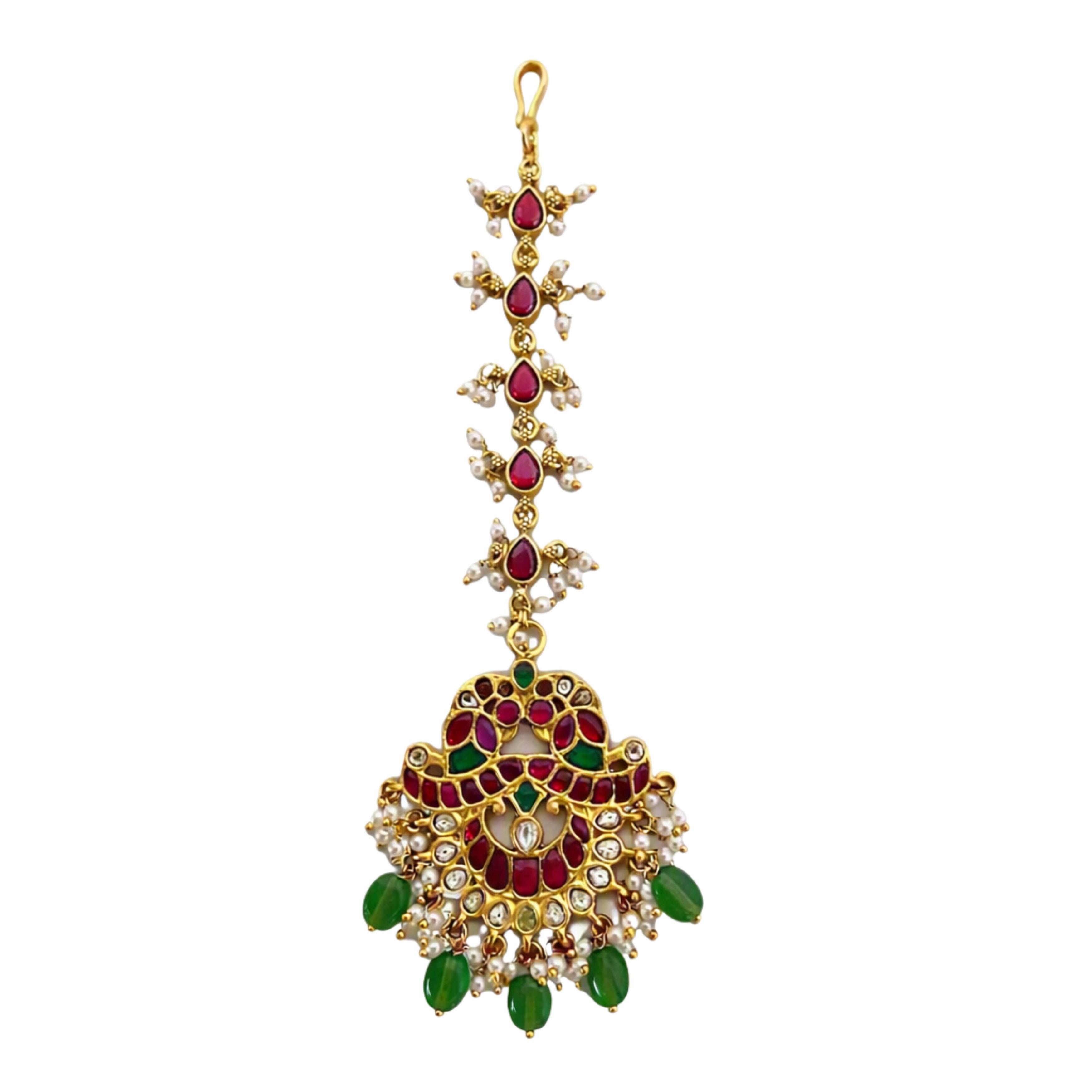 9rock The Emerald Peacock Tika - kundan Jewellery