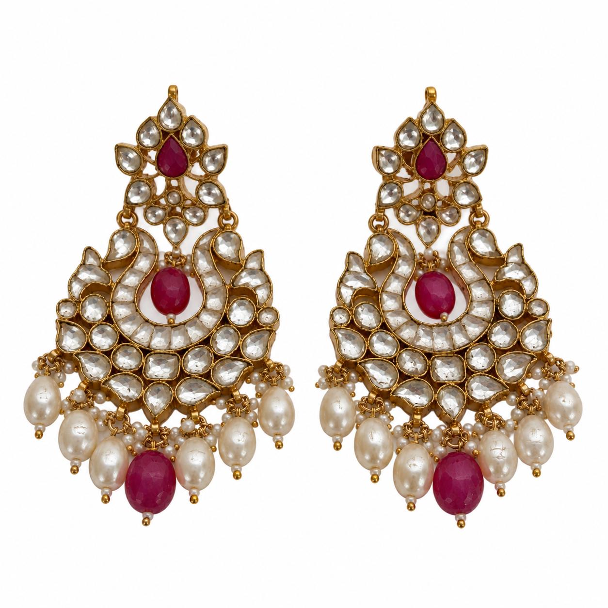 9rock Regal Ruby Kundan Drop Earrings - kundan Jewellery