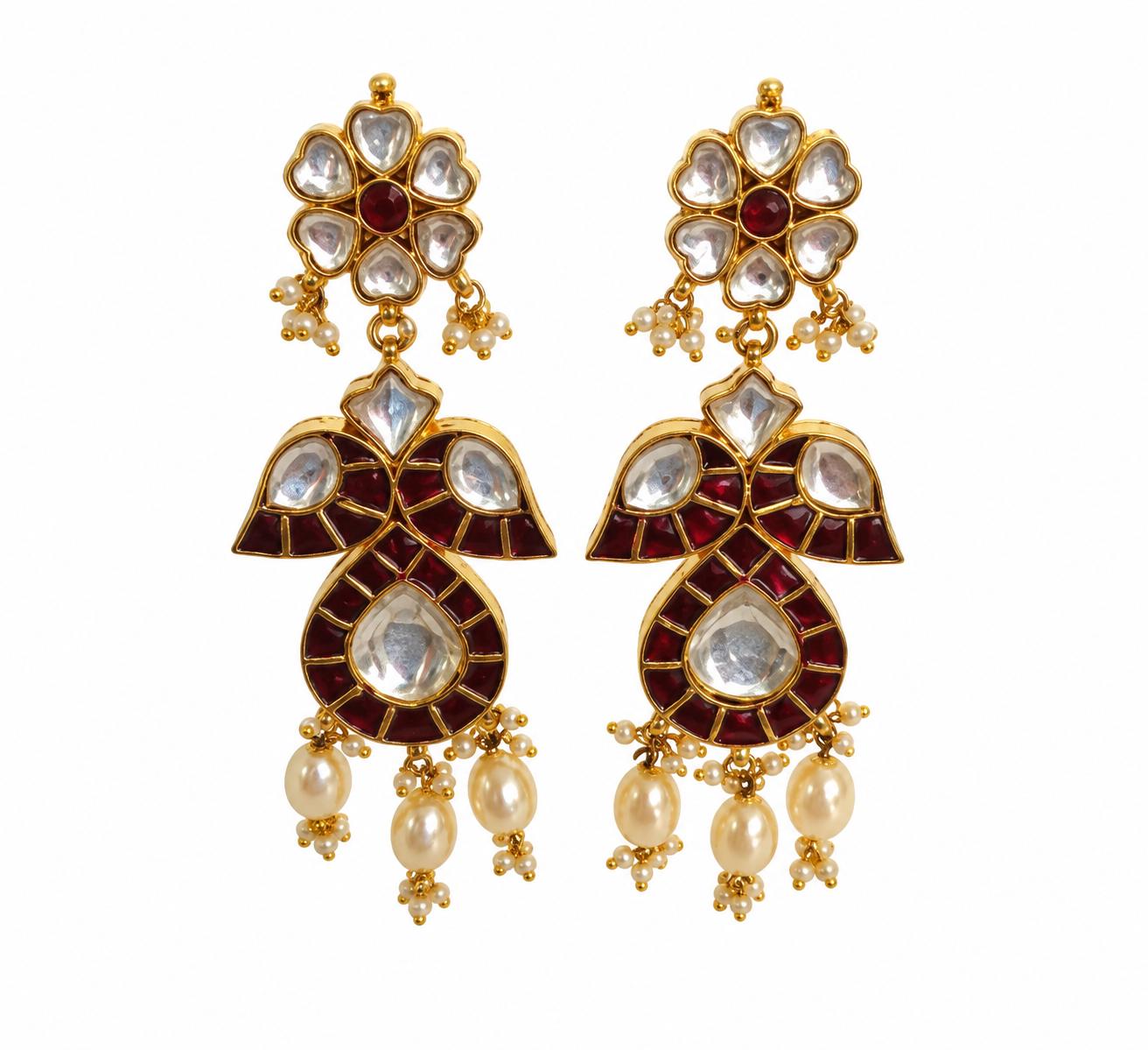 9rock Regal Ruby Kundan Earrings - kundan Jewellery