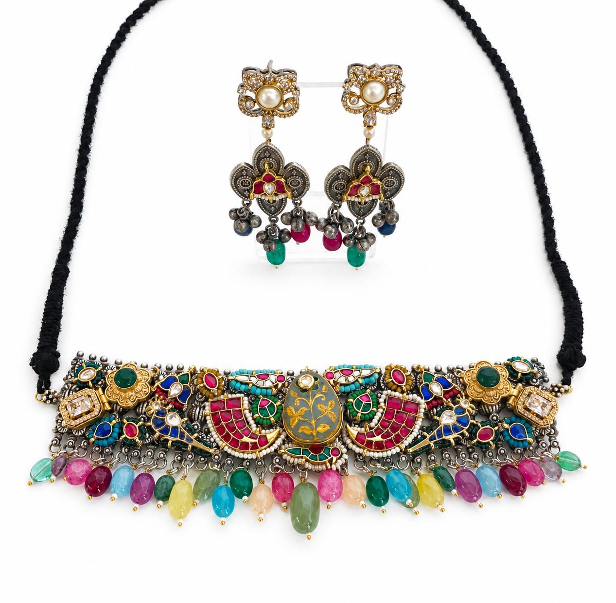 9rock The Avani Peacock Fusion Necklace and Earring Set - fusion Jewellery