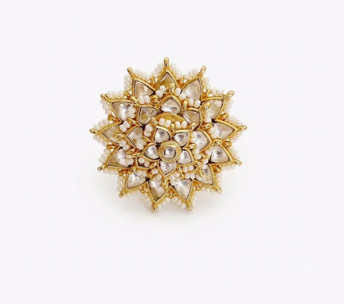 9rock The Celestial Bloom Kundan Ring - kundan Jewellery