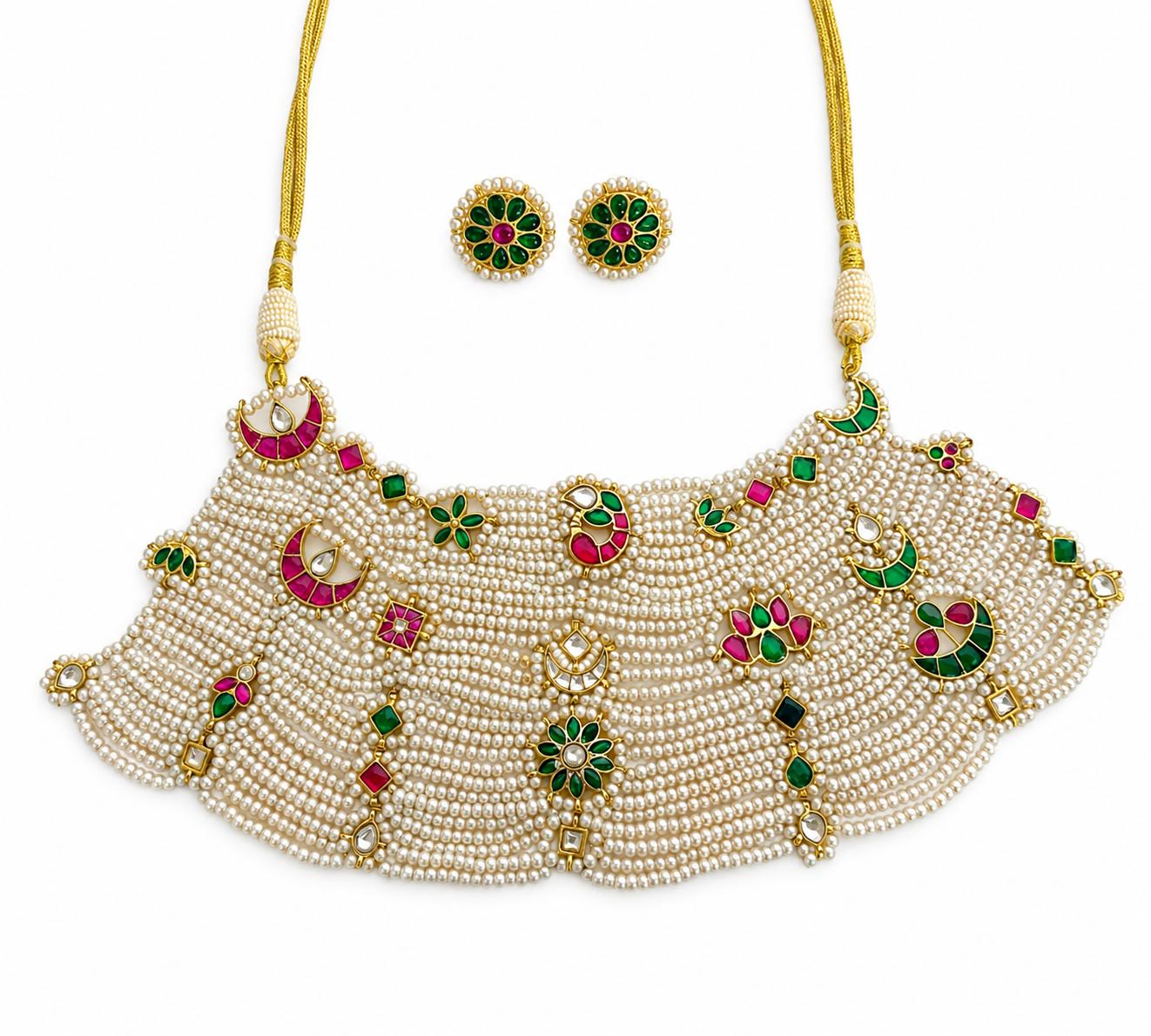 9rock The Regal Kundan Pearl Choker Set - kundan Jewellery