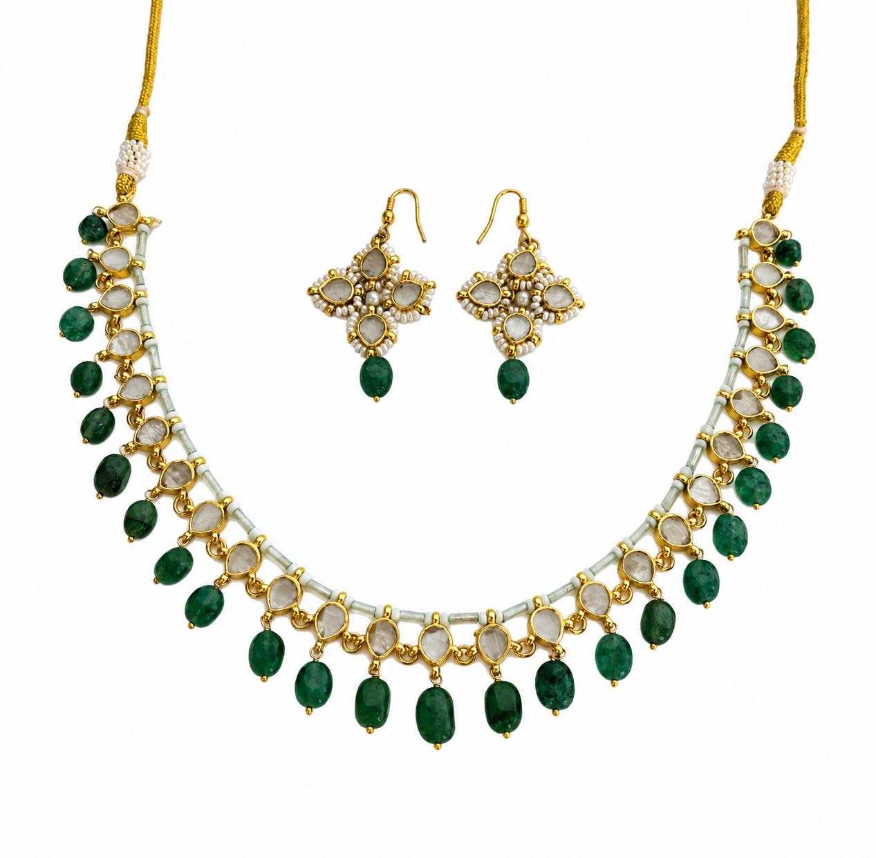 9rock The Emerald Kundan Necklace and Earring Set - kundan Jewellery