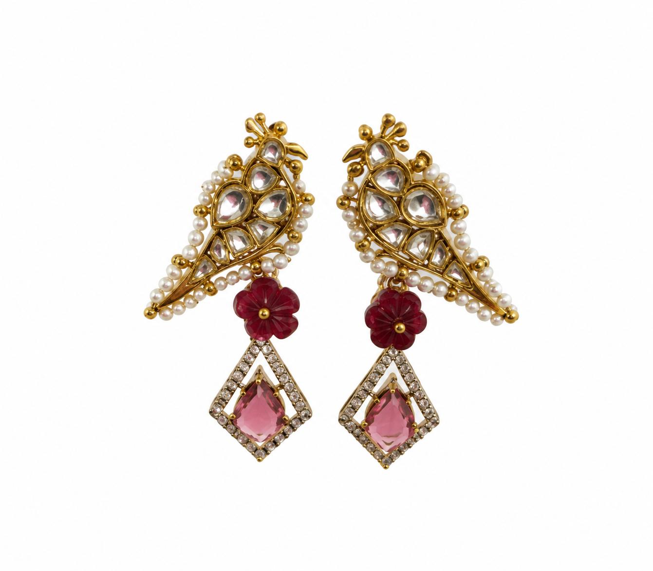 9rock The Golden Falcon Earrings - kundan Jewellery