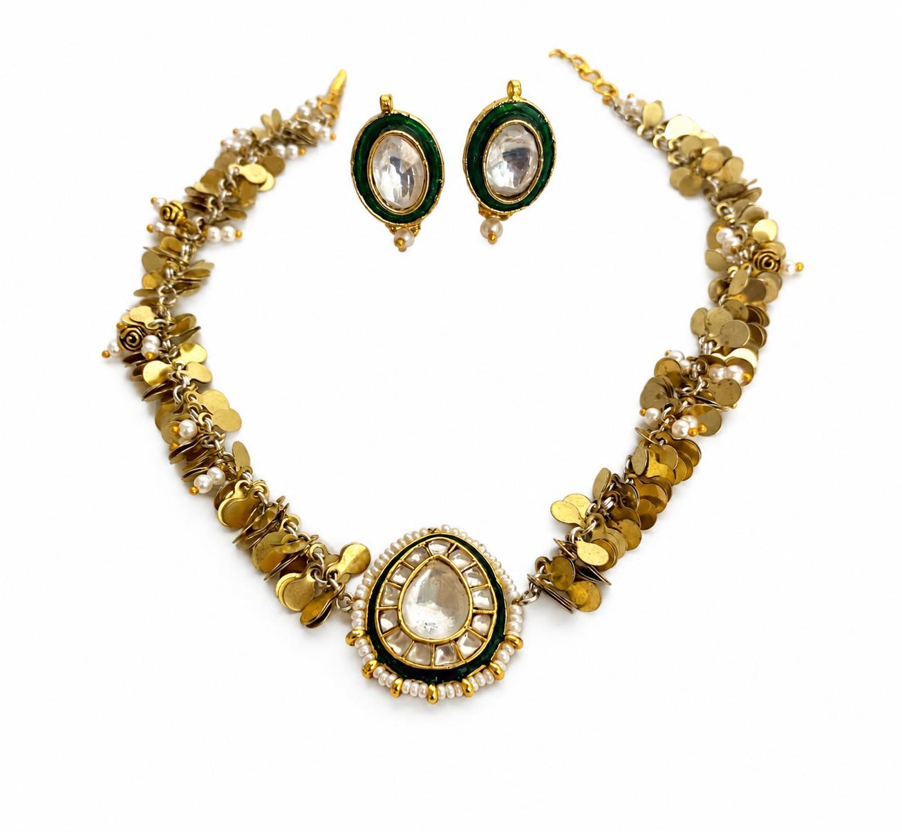 9rock The Kundan Tear Drop Necklace And Earring Set - kundan Jewellery