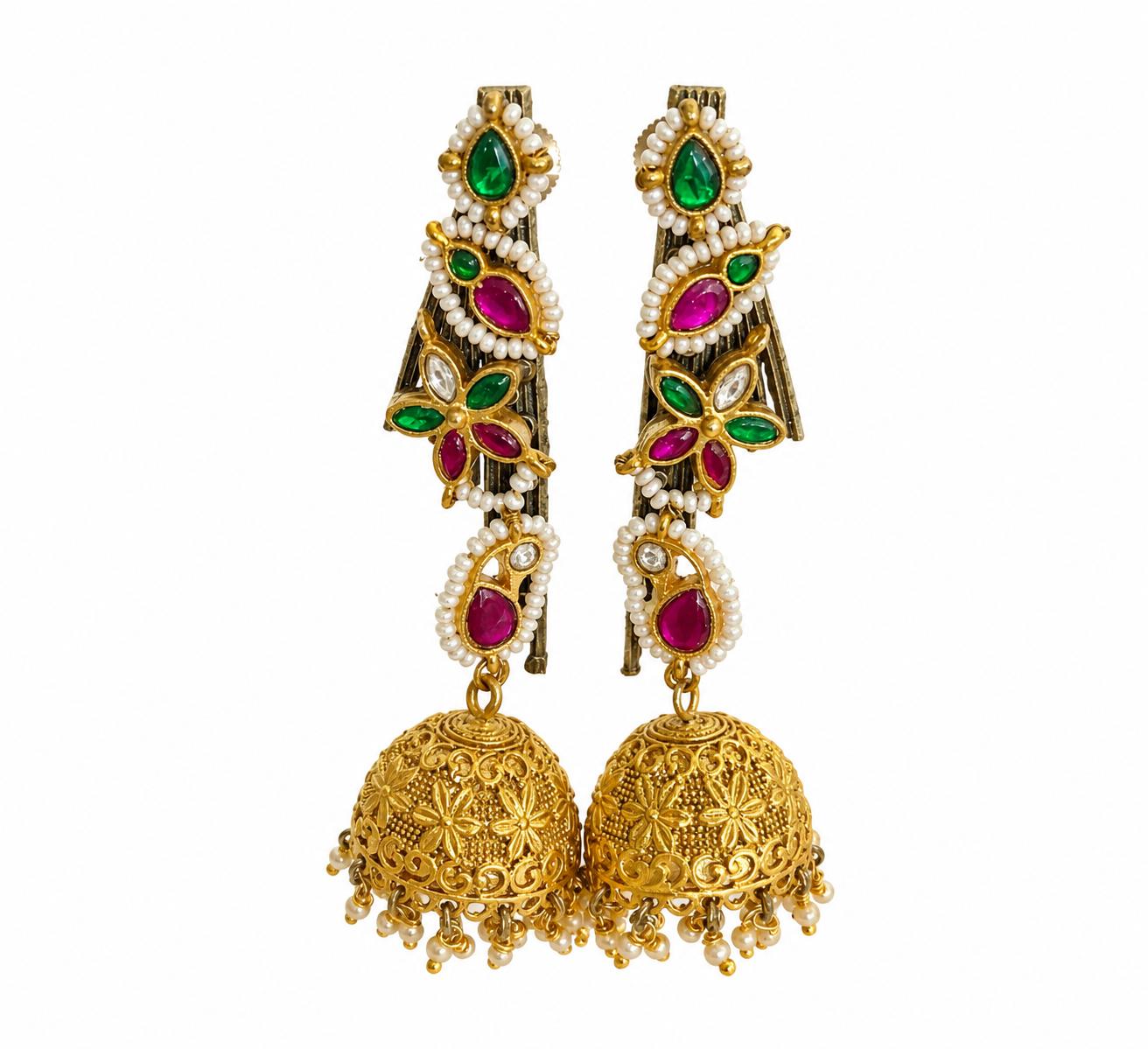 9rock The Peacock Kundan Jhumka Earrings - kundan Jewellery
