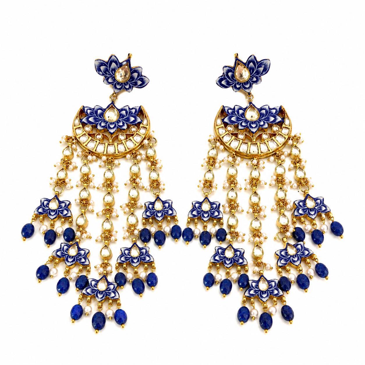 9rock The Azure Petal Bloom Earrings - kundan Jewellery