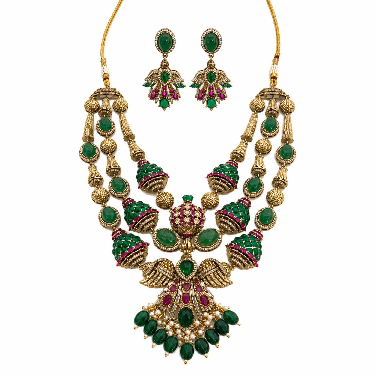 The Emerald Falcon Necklace and Earring Set — 9rock