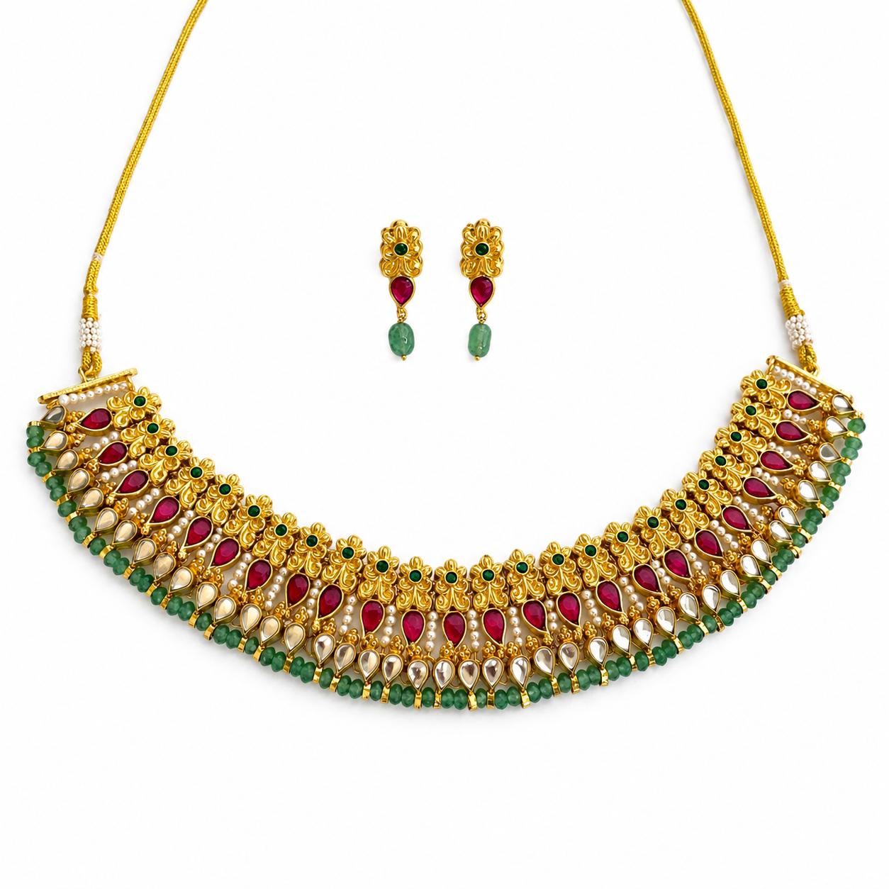9rock The Regal Tear Kundan Necklace Set - kundan Jewellery