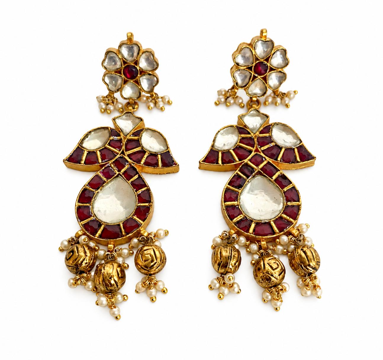 The Ruby Bloom Kundan Earrings - 9rock