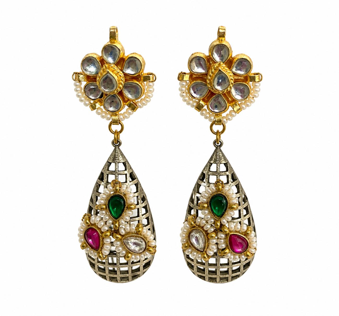 9rock The Regal Kundan Tear Earrings - kundan Jewellery