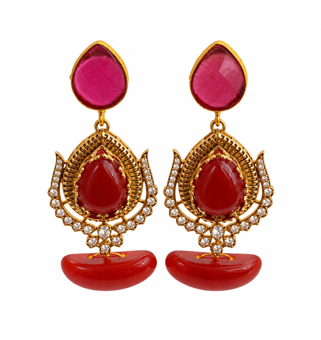 Crimson Teardrop Fusion Earrings — 9rock