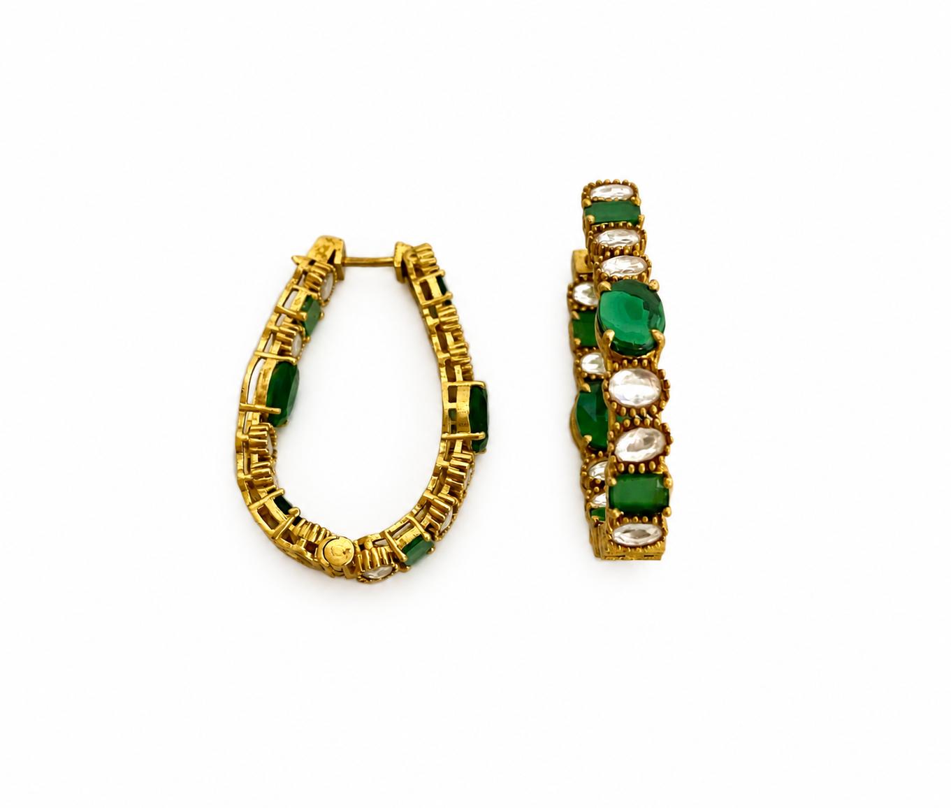 Emerald Diamond Hoop Earrings — 9rock