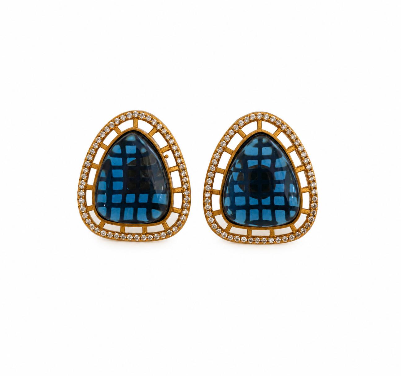 Azure Gemstone Lattice Earrings — 9rock
