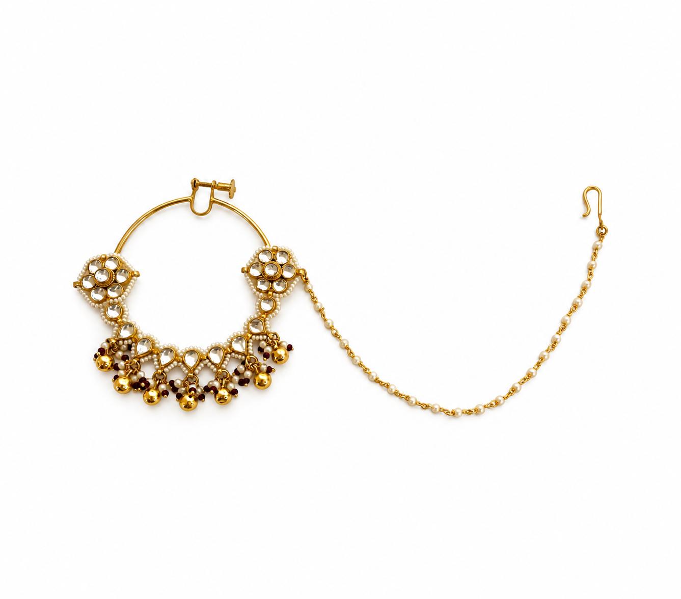 9rock The Gilded Bloom Kundan Nose Accessory - kundan Jewellery