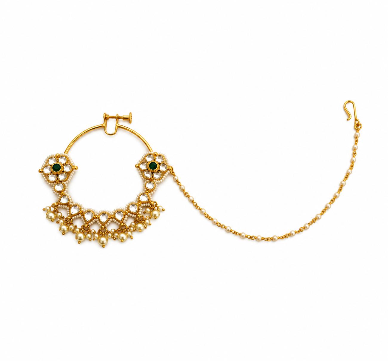 9rock The Lumina Kundan Nose Ring  - kundan Jewellery