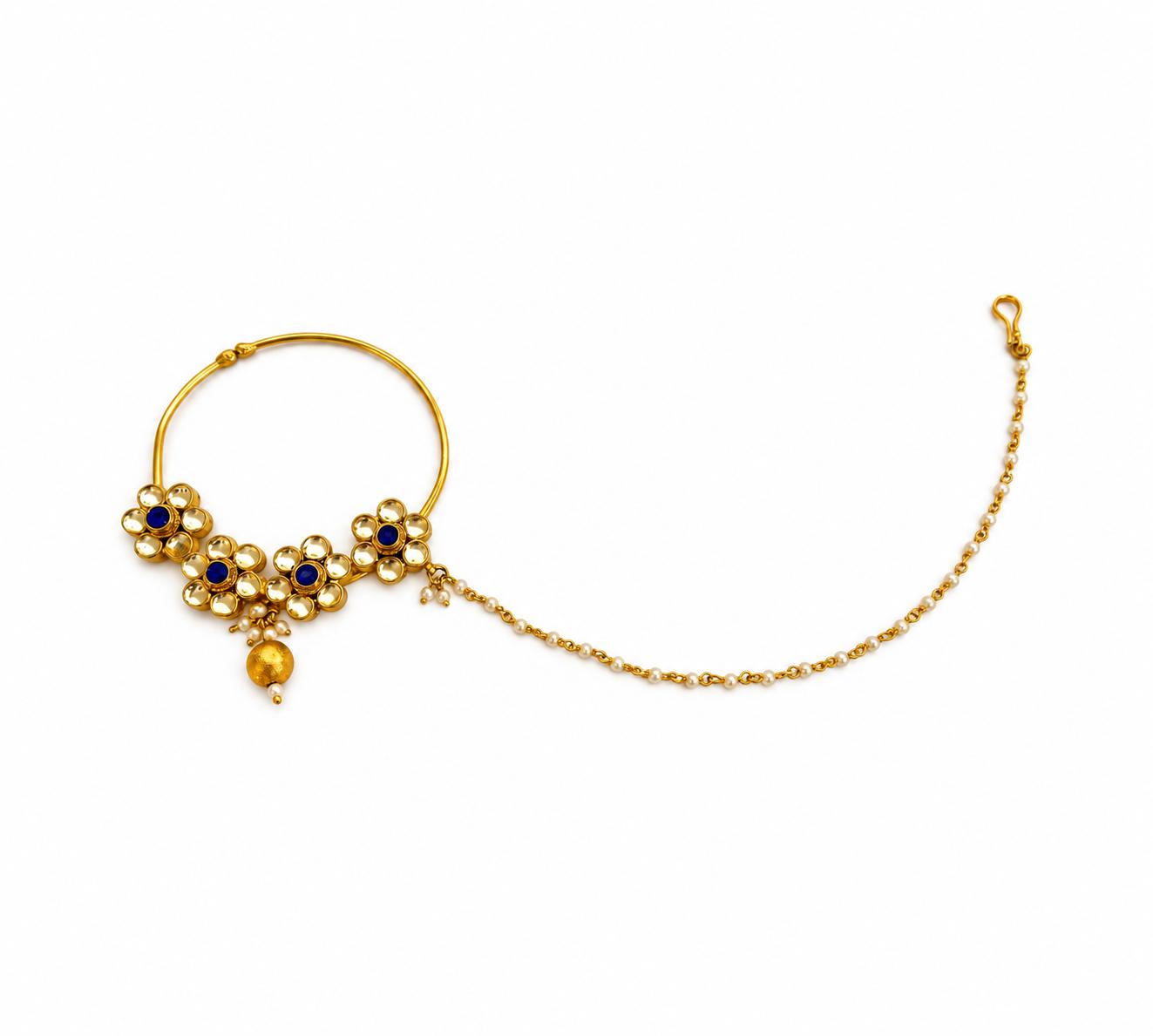 9rock The Azure Bloom Kundan Nose Accessory - kundan Jewellery