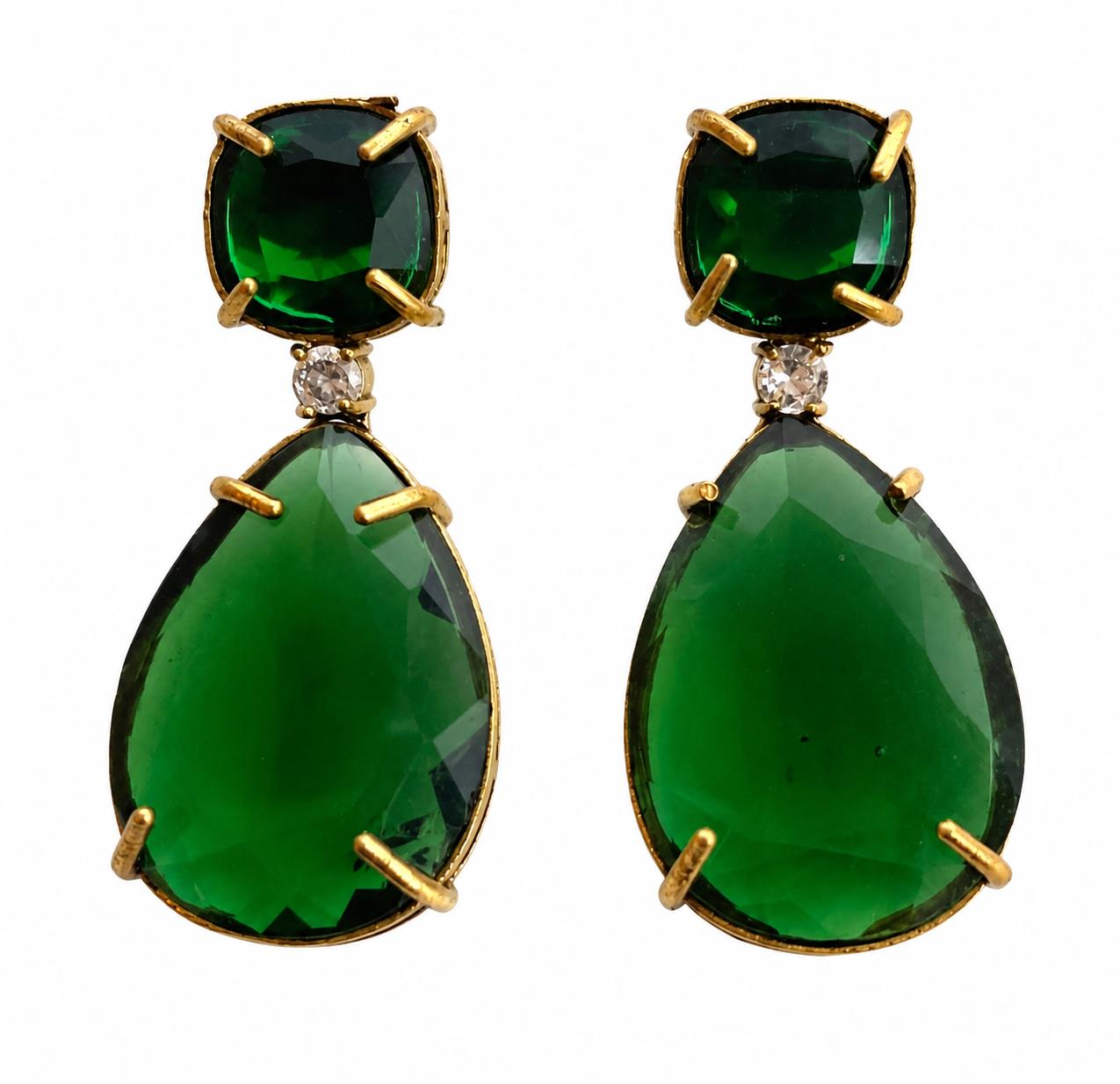 Regal Emerald Pear Cut Diamond Earrings - 9rock