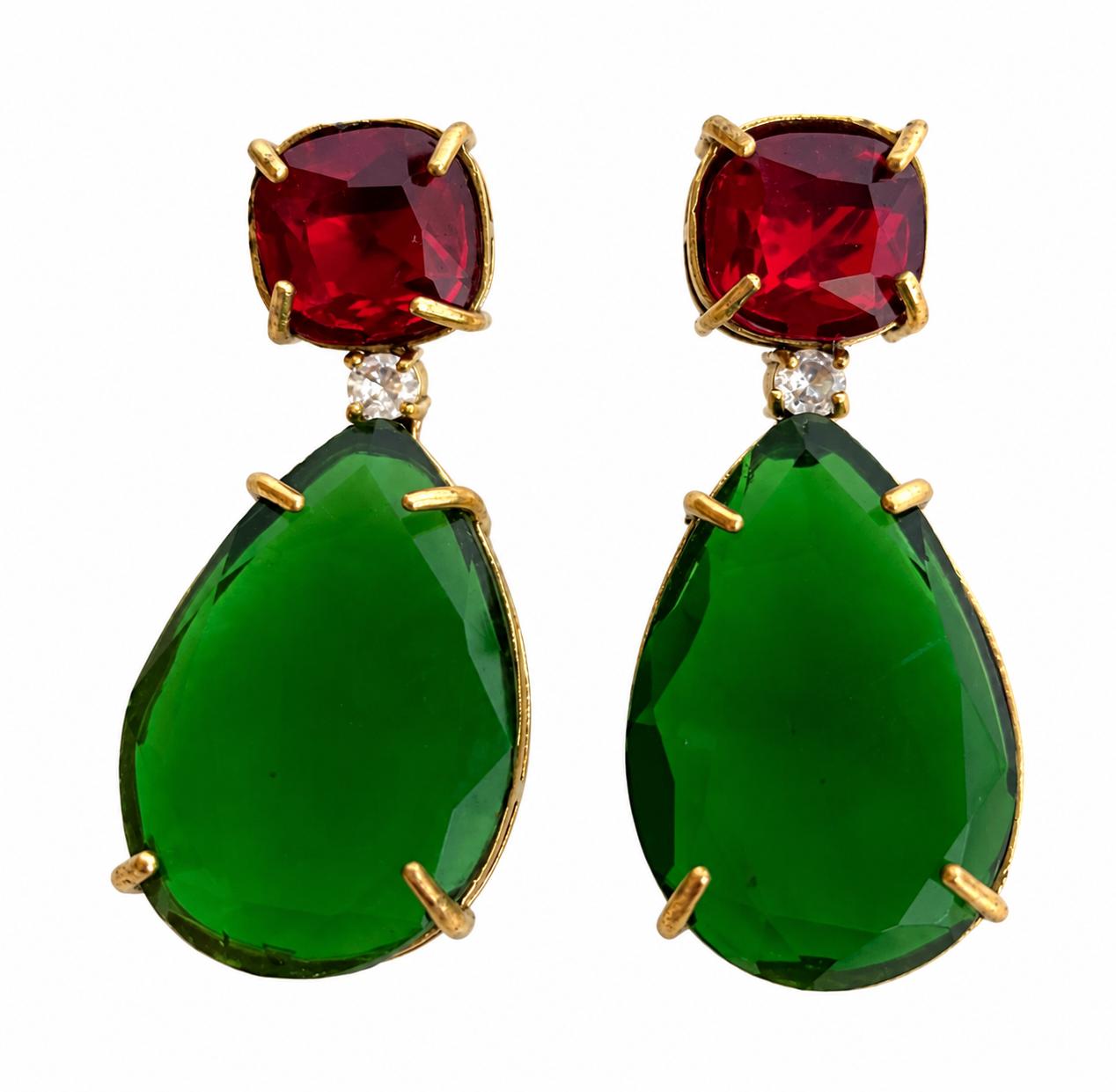 Regal Emerald and Ruby Drops Earrings - 9rock