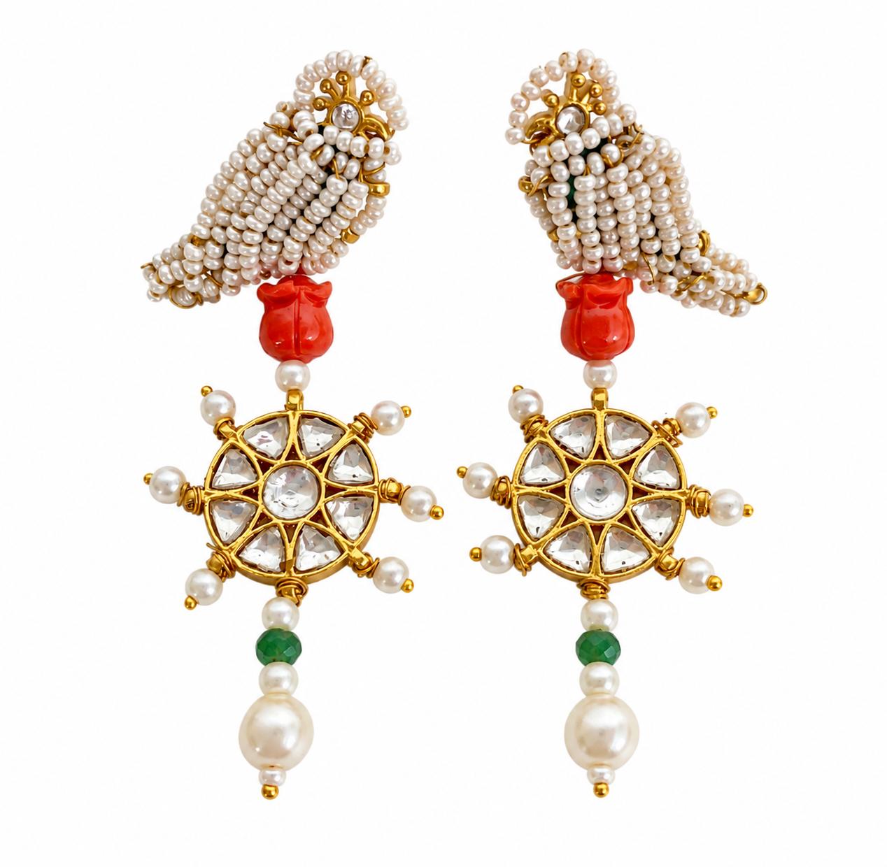 9rock The Coral Bloom Kundan Earrings  - kundan Jewellery
