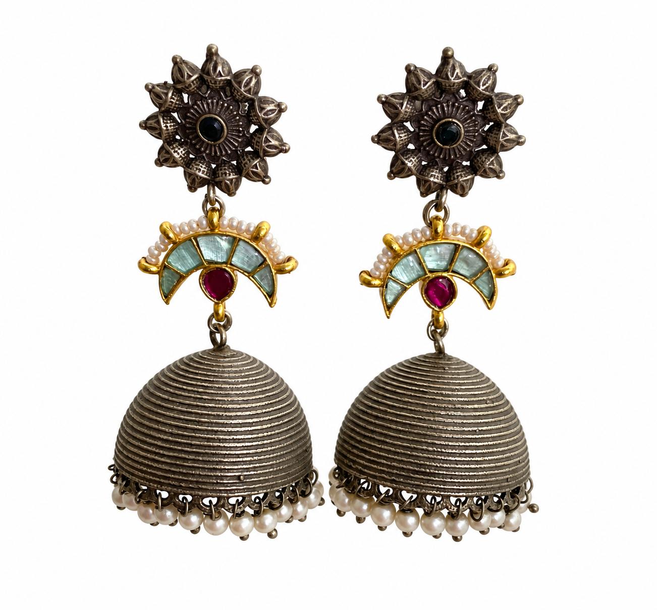 9rock Fusion Crescent Jhumka Earrings - fusion Jewellery