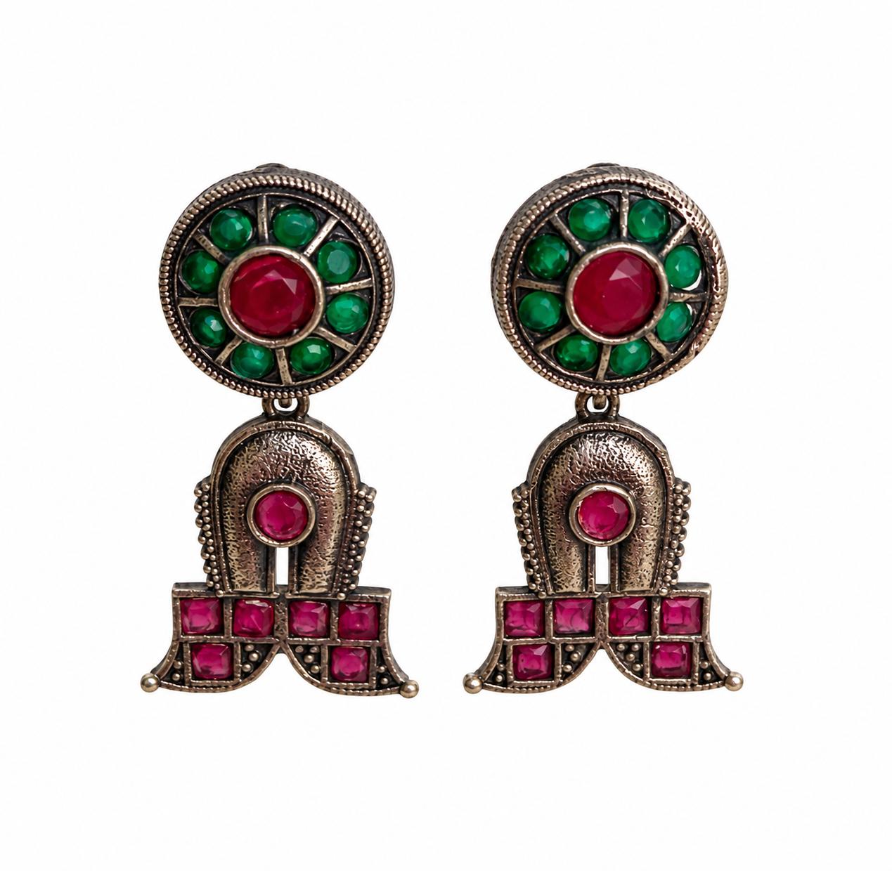 9rock Regal Emerald Ruby Earrings - german Jewellery