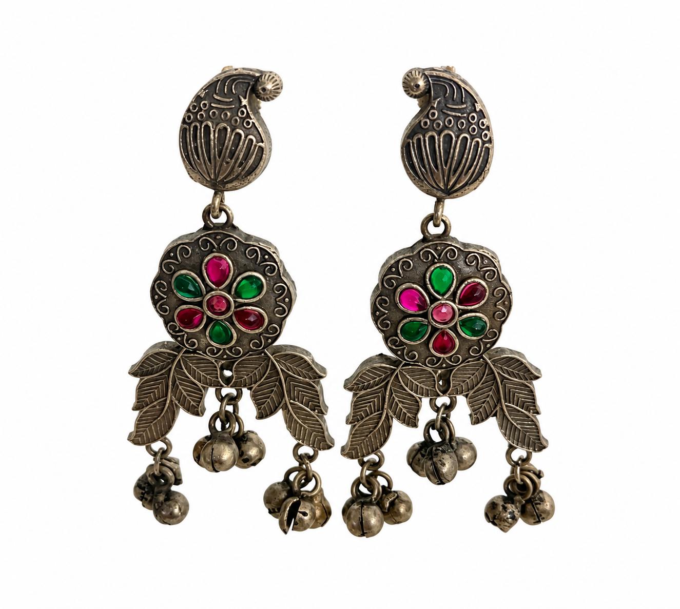 9rock The Peacock Paisley Gemstone Earrings - german Jewellery