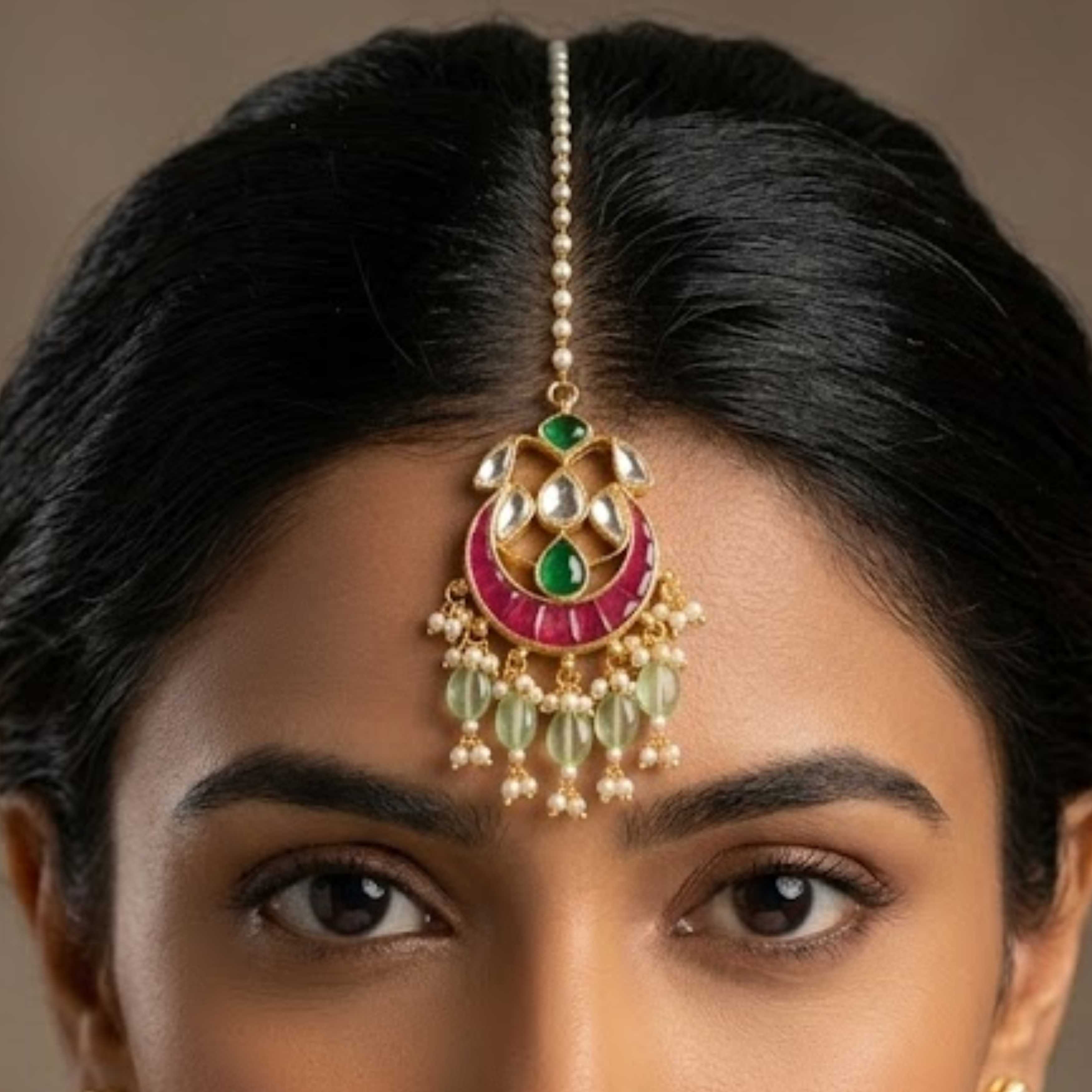 9rock The Emerald Kundan Tika - kundan Jewellery