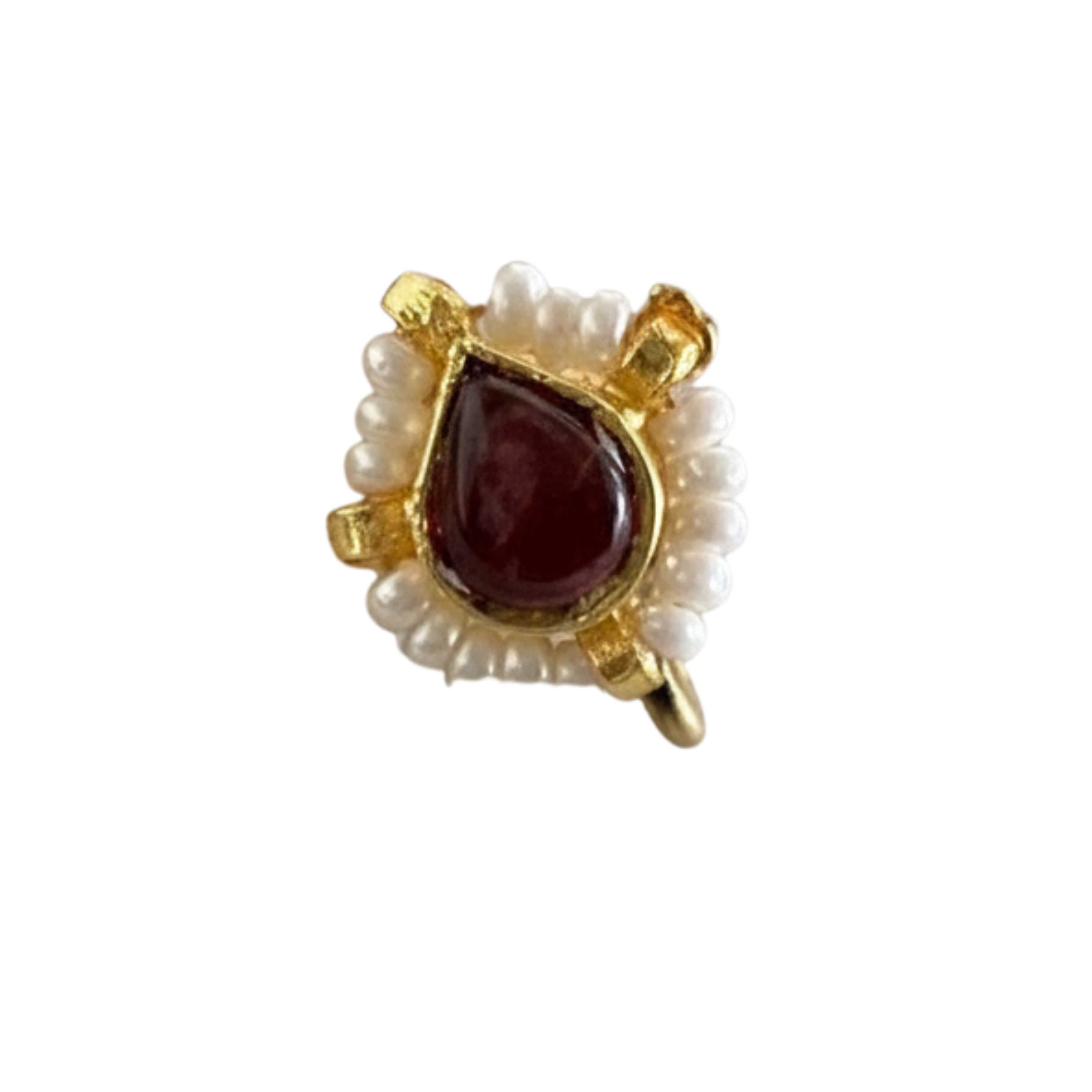 9rock The Regal Bloodstone Kundan Nose Pin - kundan Jewellery