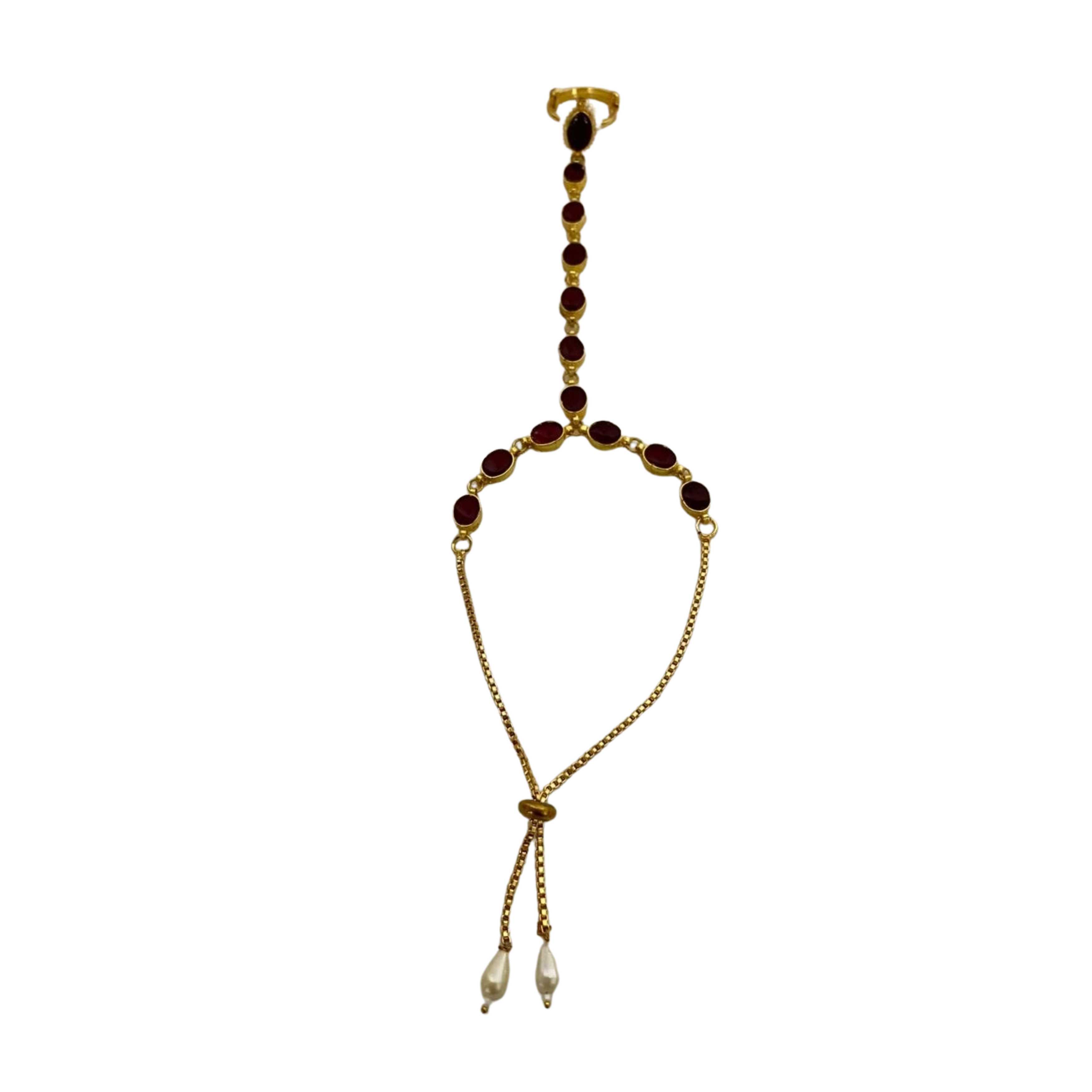 9rock The Ruby Elegance Kundan Hathphool Single Piece - kundan Jewellery