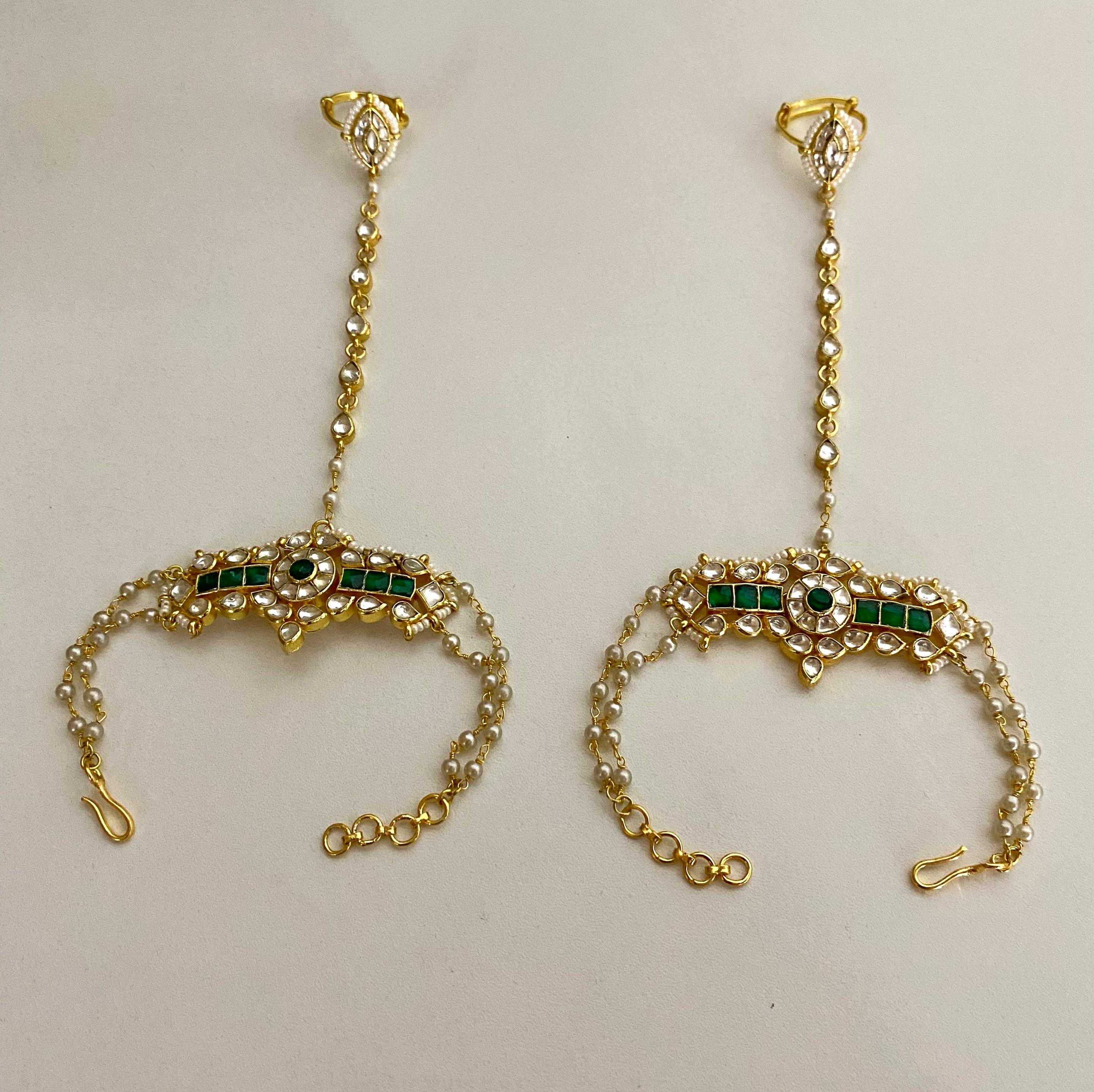 9rock Emerald Kundan Hathphool Set - kundan Jewellery