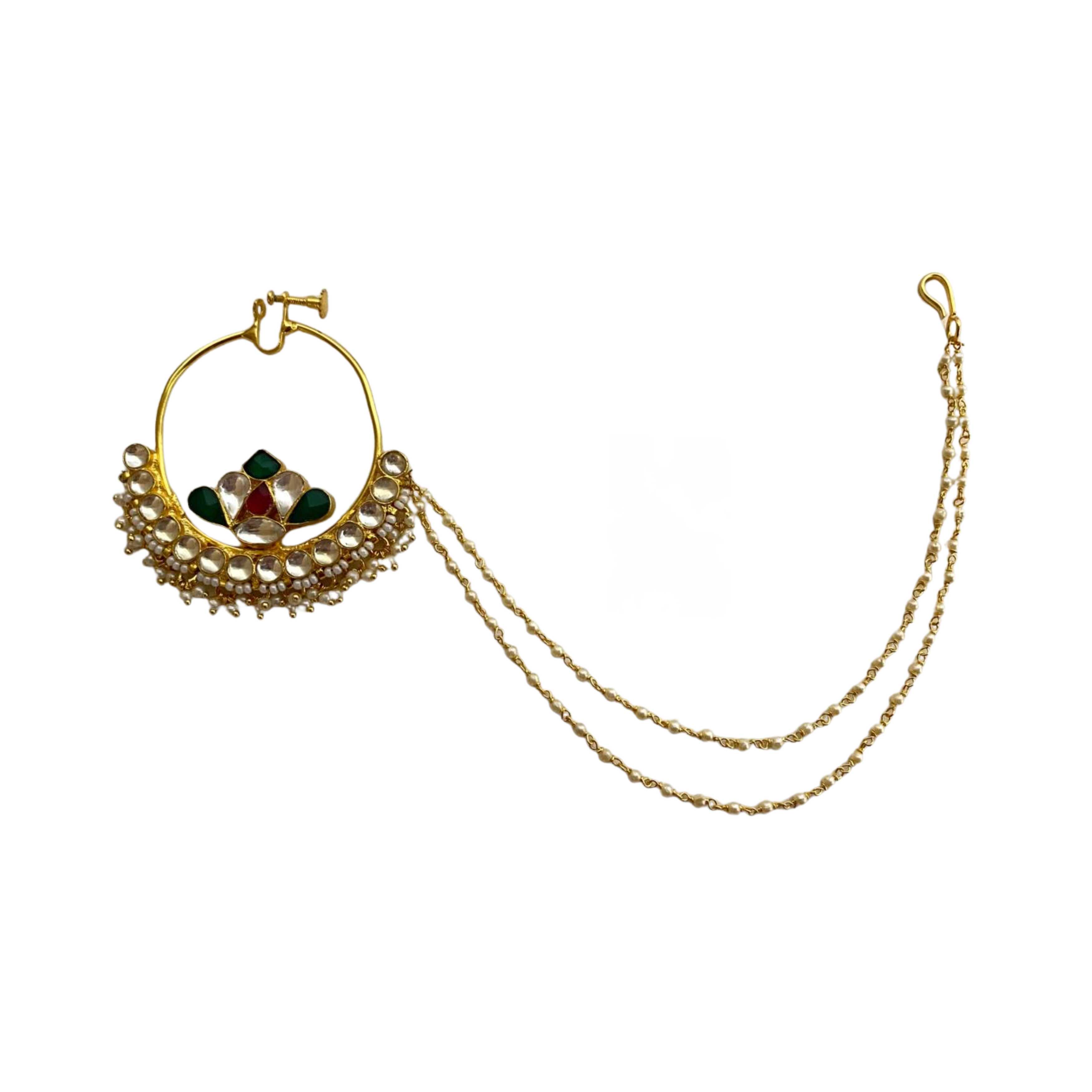 9rock The Imperial Kundan Nose Ring - kundan Jewellery