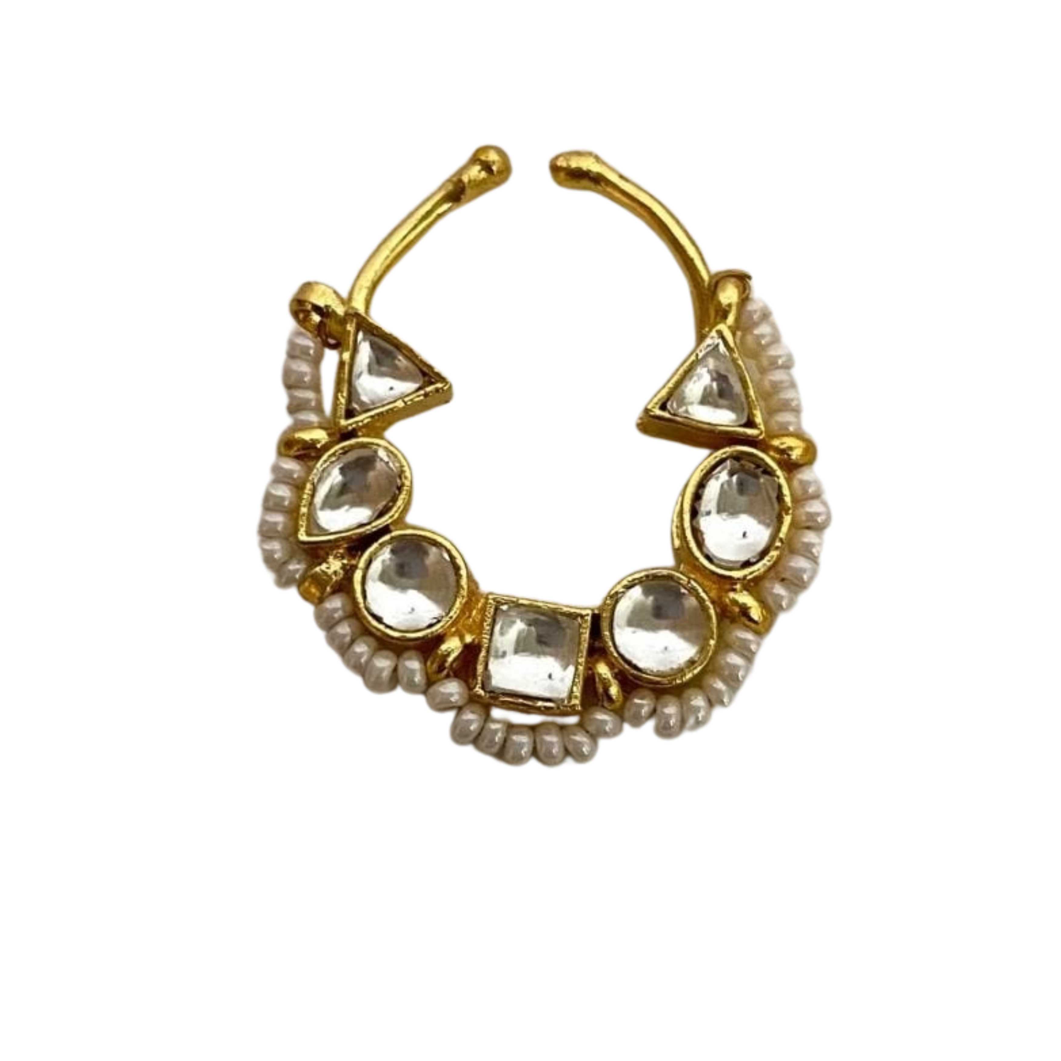 9rock The Gilded Kundan Nose Ring - kundan Jewellery