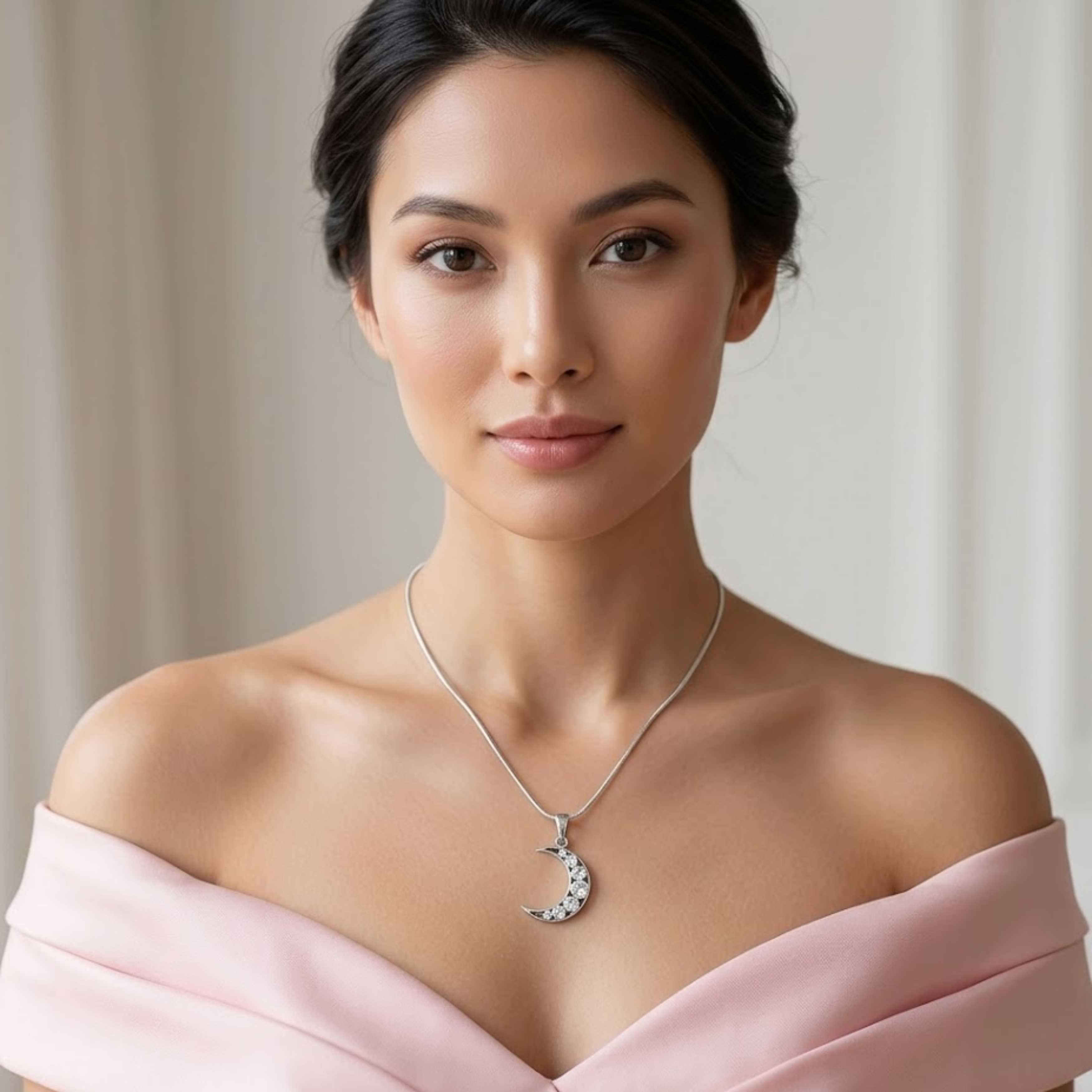 9rock The Lunar Crescent Pure Silver Necklace - pure silver Jewellery