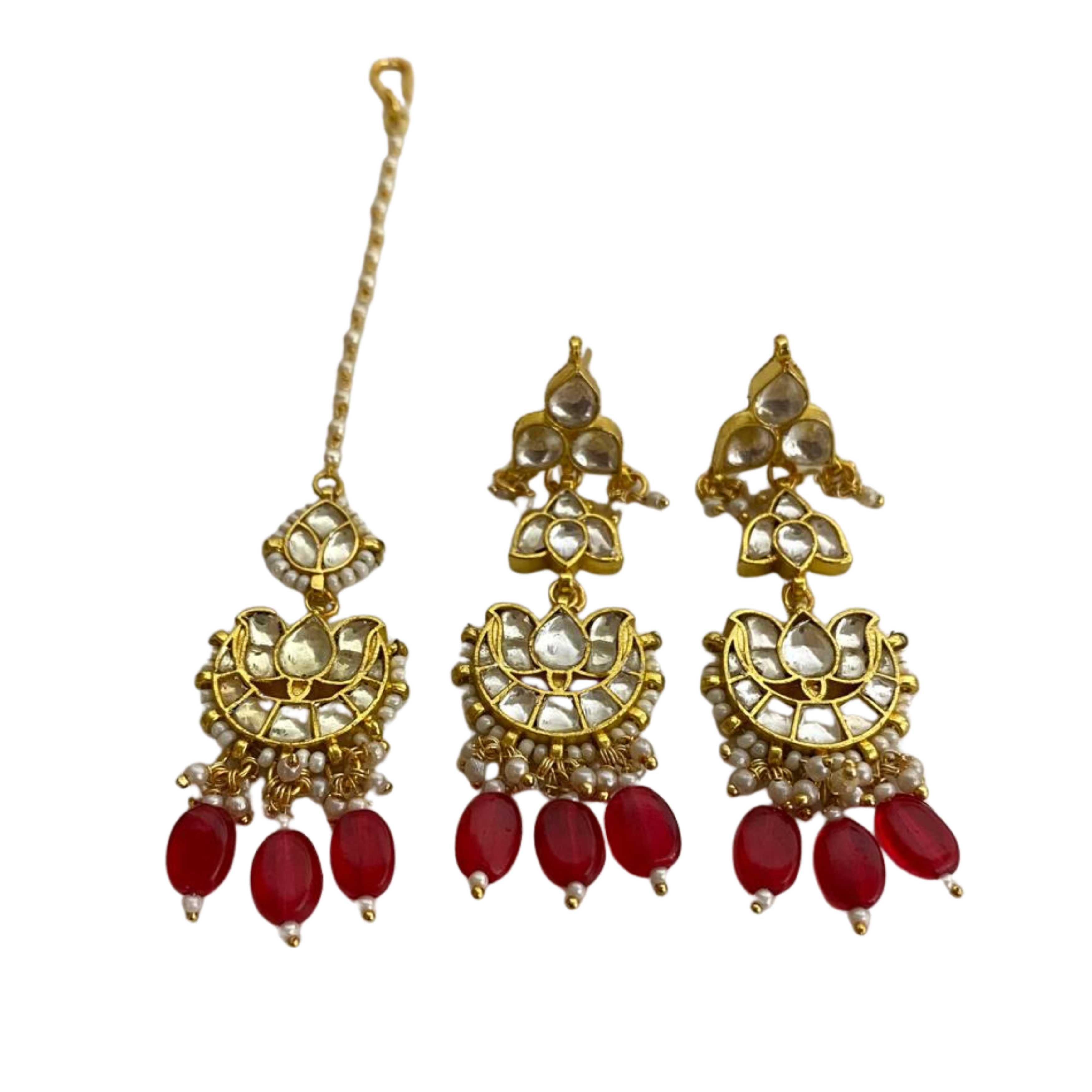 9rock The Lotus Pearl Kundan Tika Set - kundan Jewellery