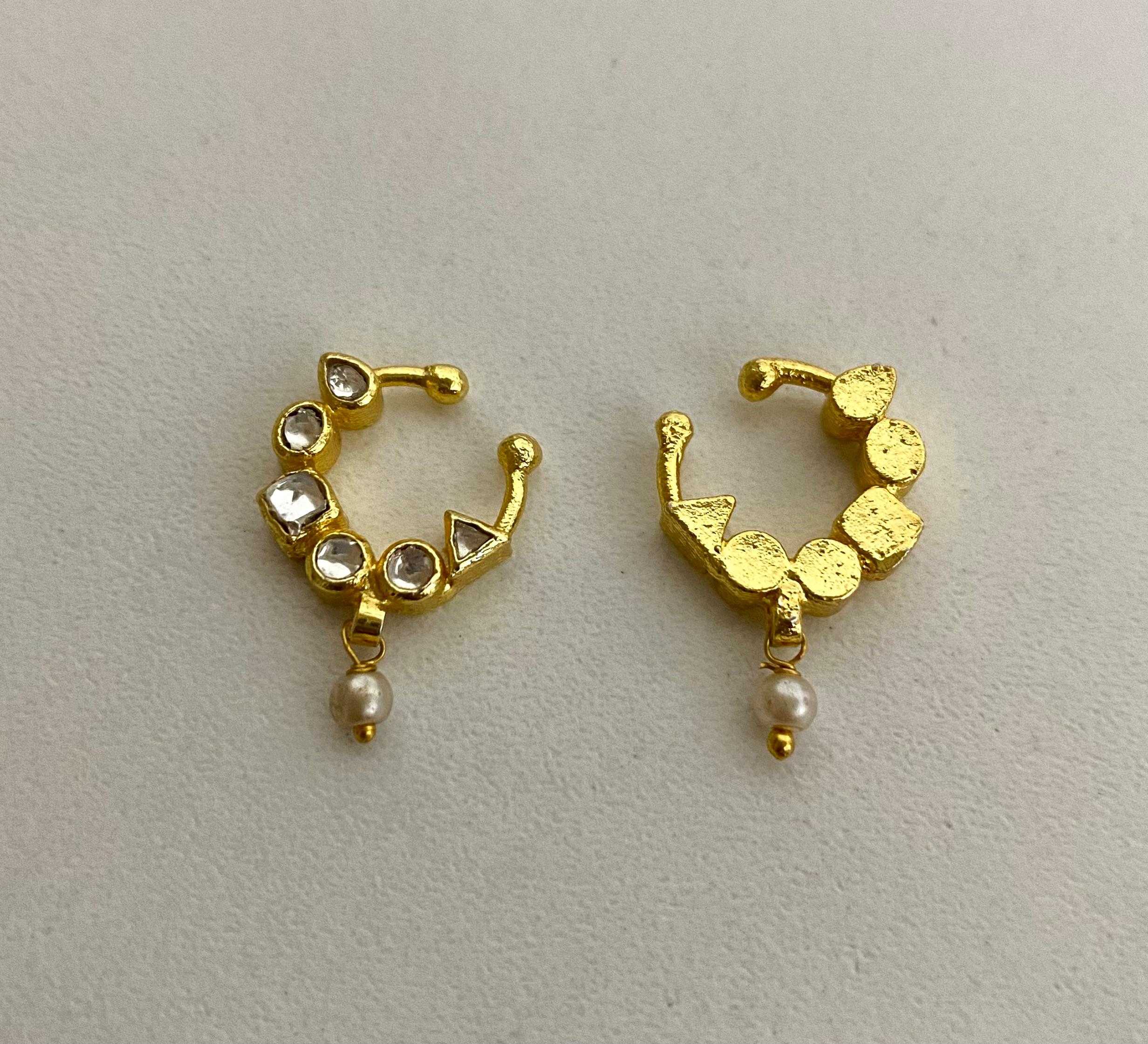 9rock The Golden Kundan Nose Accessories - kundan Jewellery