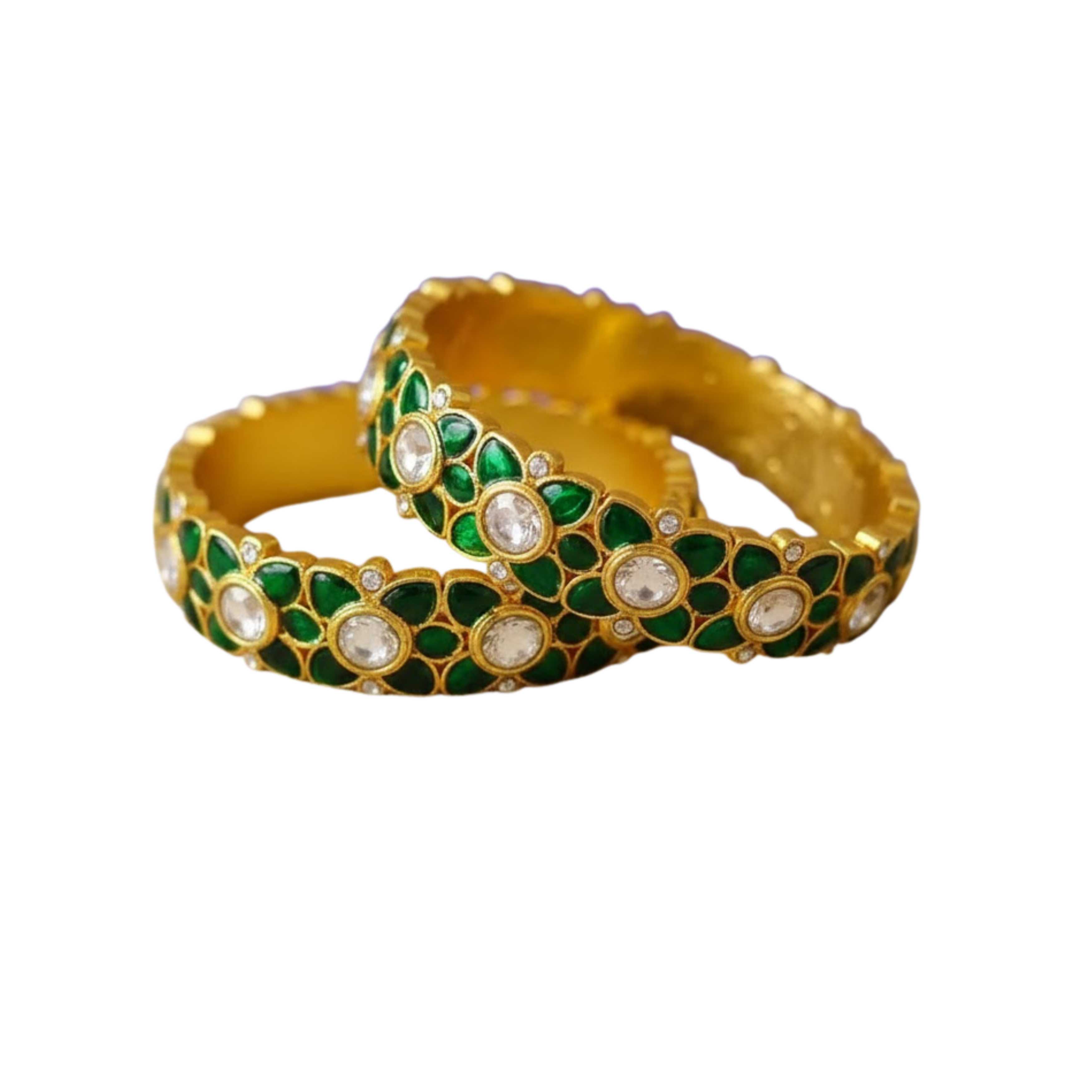 9rock The Emerald Garden Kundan Bangles - kundan Jewellery