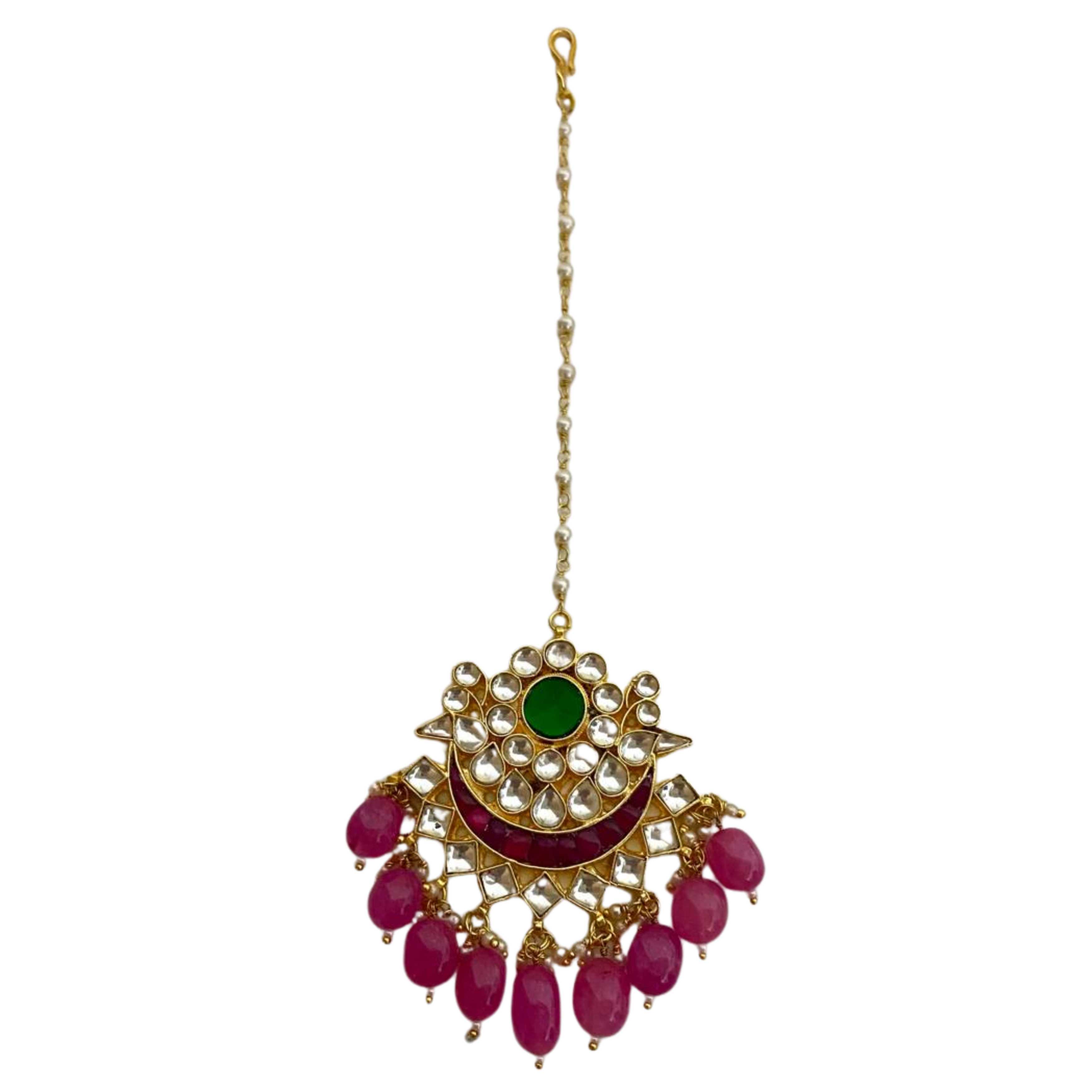 9rock The Crescent Bloom Kundan Tika - kundan Jewellery