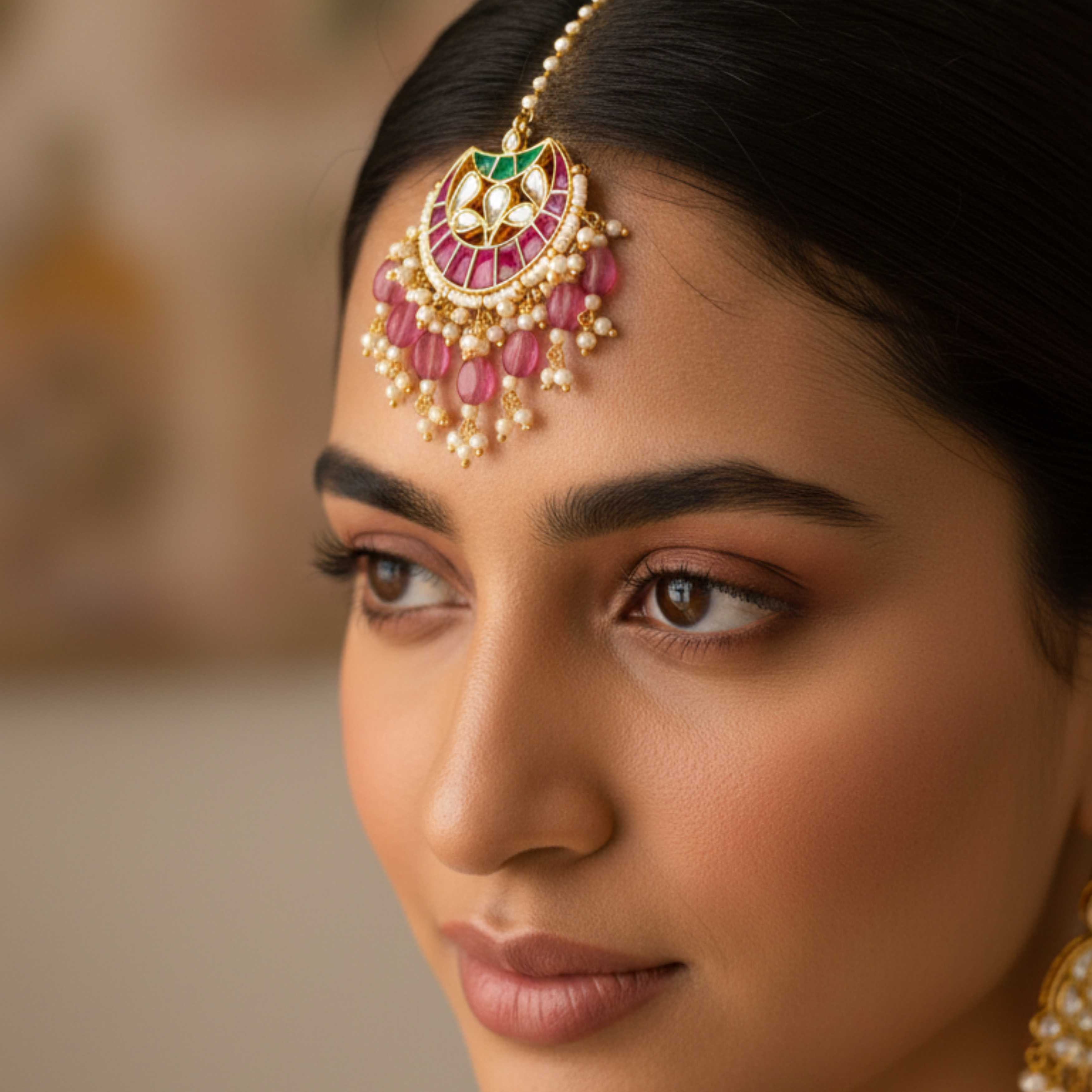 9rock The Royal Kundan Crescent Tika - kundan Jewellery