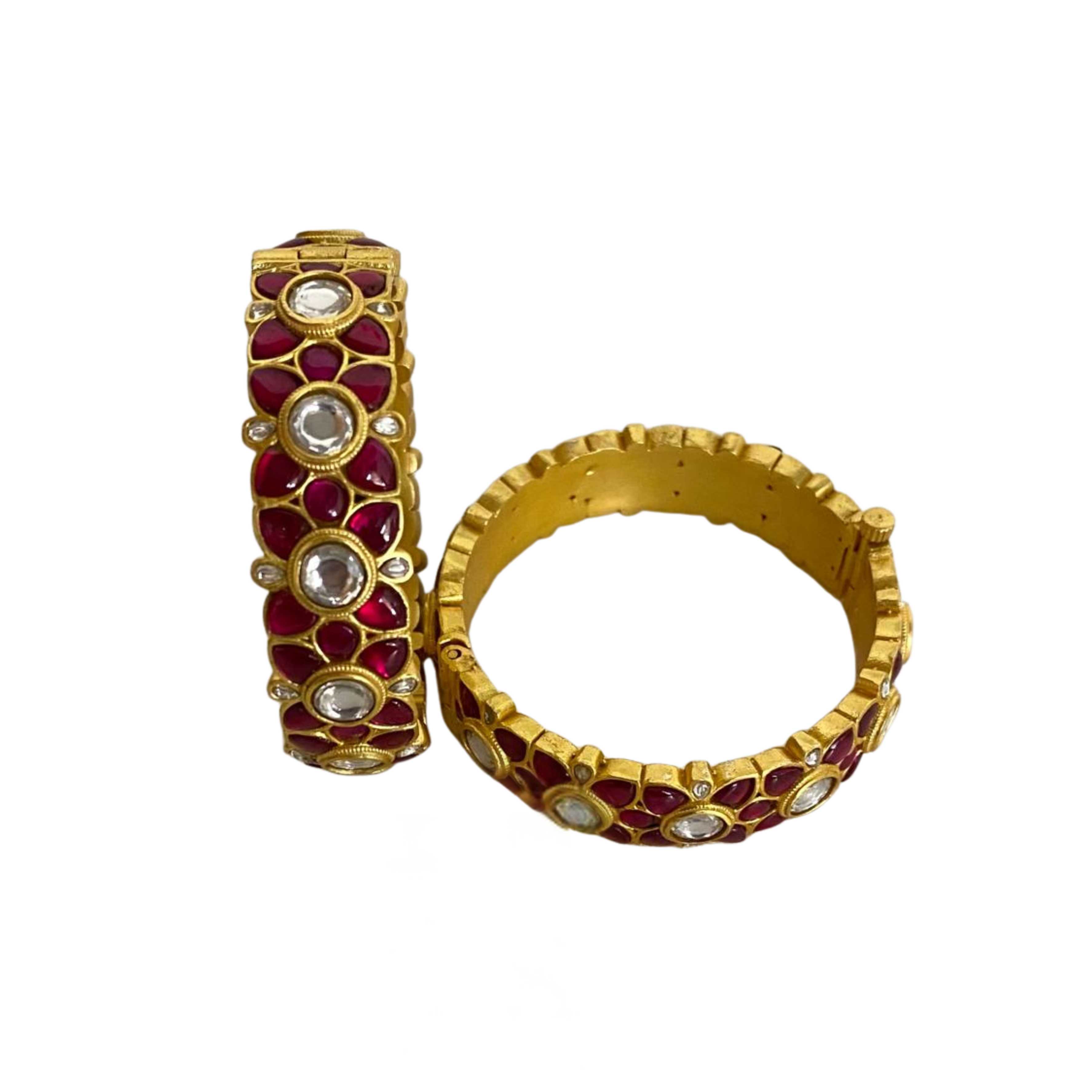 9rock The Crimson Bloom Kundan Bangles - kundan Jewellery