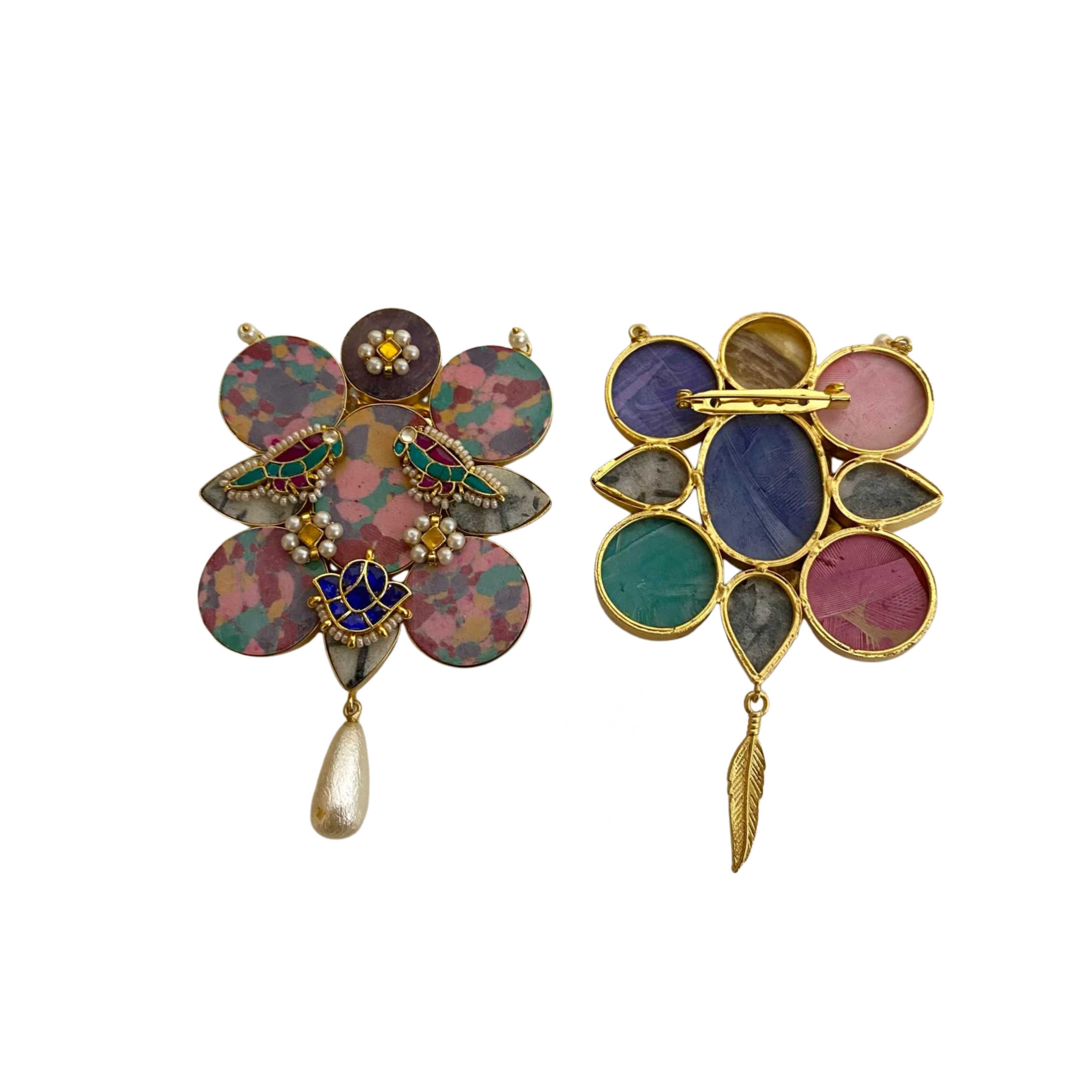 9rock Gender Neutral Brooch - kundan Jewellery