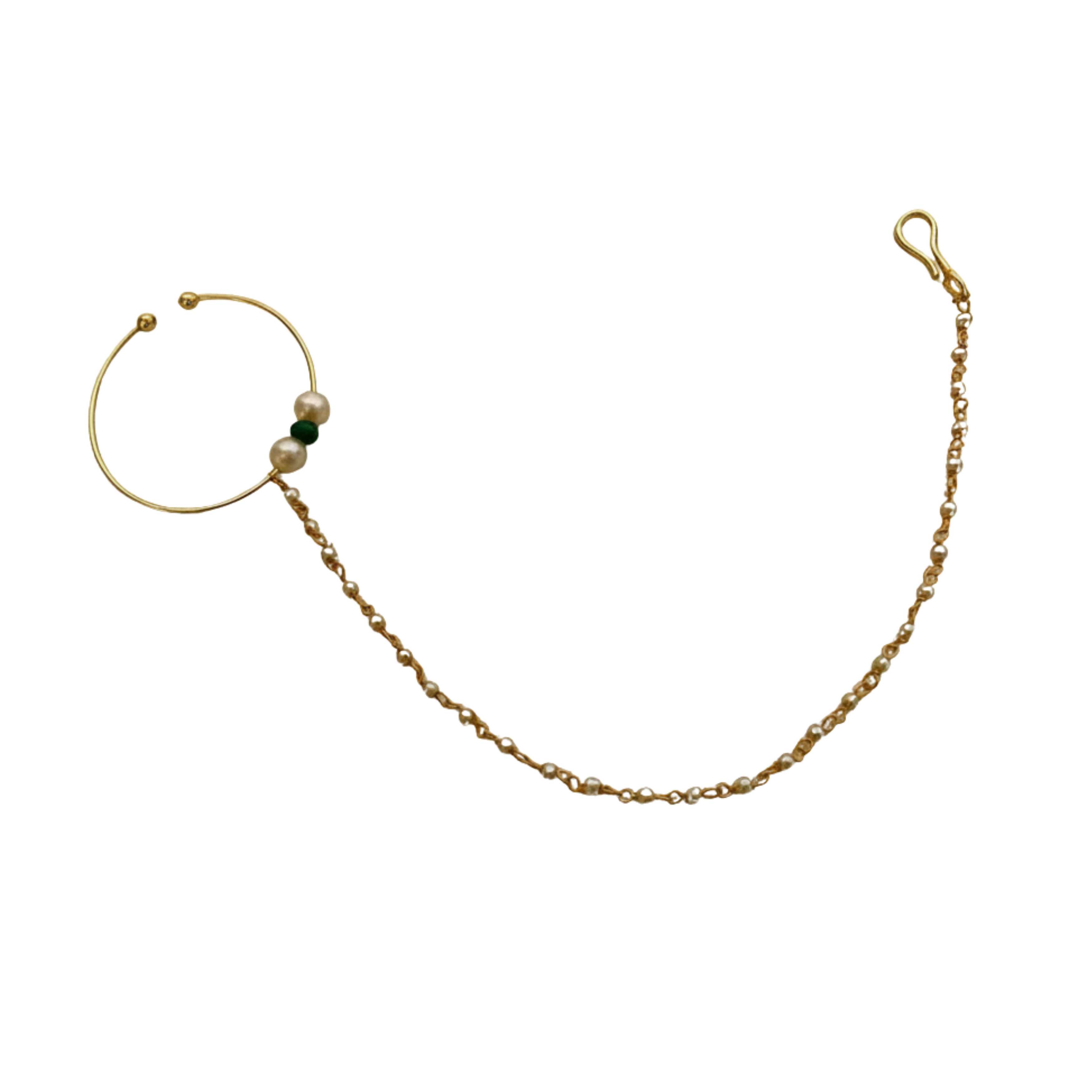 9rock The Classic Pearl Kundan Nose Ring - kundan Jewellery